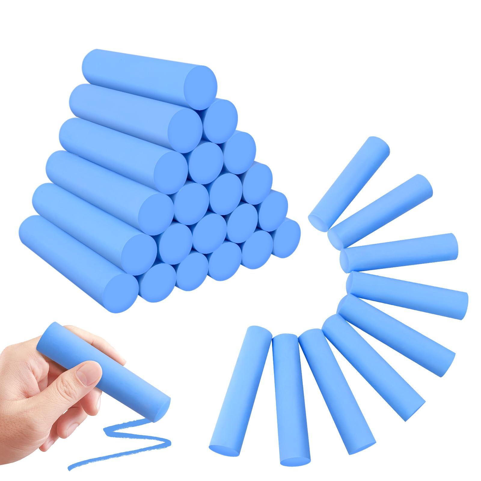 50 Pack Non-Toxic Washable Jumbo Sidewalk Chalk for Kids - Outdoor Art Play, Chalkboard & Blackboard Drawing, Playground Fun - Vibrant Colors (Blue) - Perfect for Birthday Parties, School Activities & Creative Outdoor Play