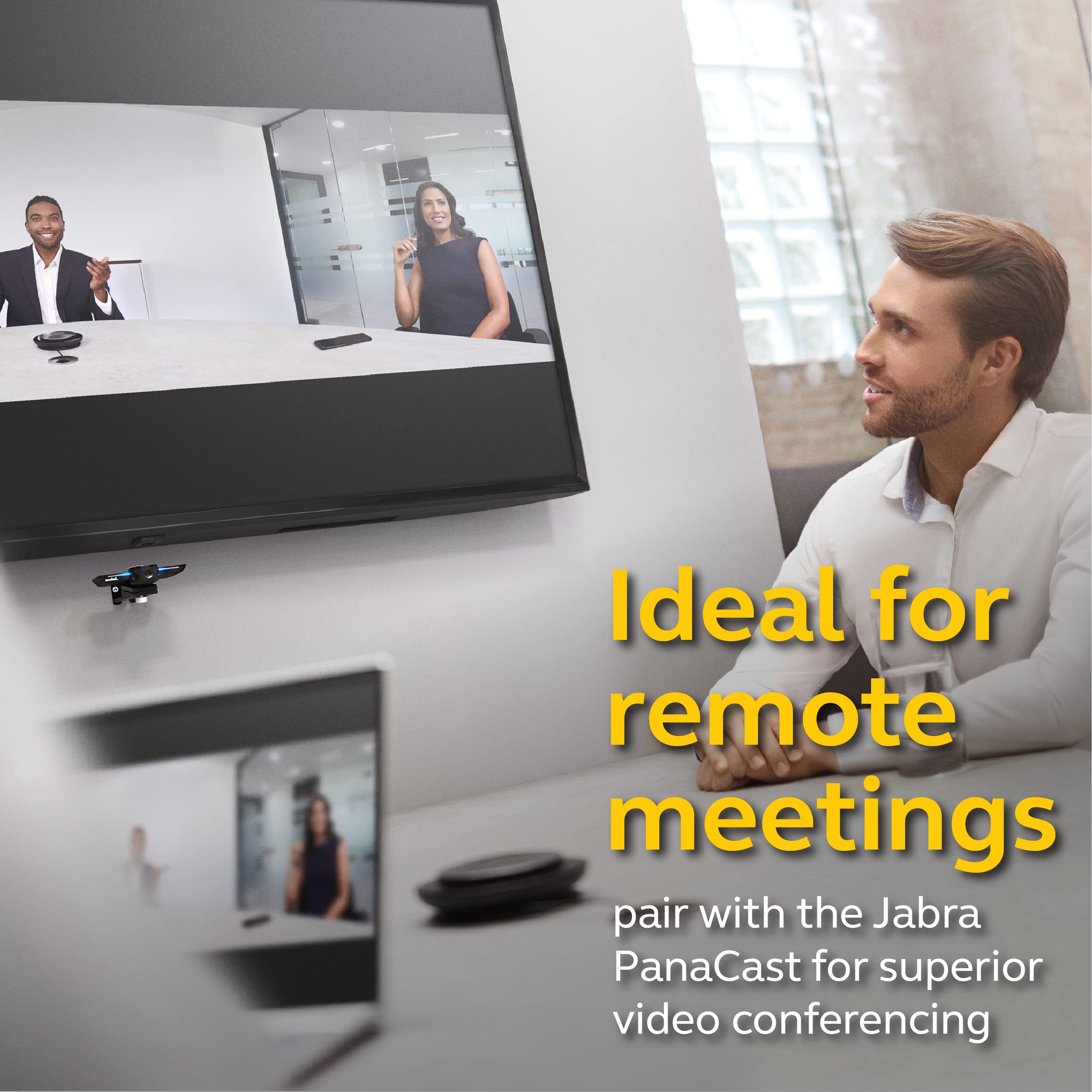 Jabra Speak 750 UC Wireless Bluetooth Speakerphone with Link 370 USB Adapter - Portable Conference Speaker for Crystal Clear Meetings Anywhere - Certified for Zoom, Google Meet & Microsoft Teams - Perfect for Home Office, Remote Work and Virtual Meetings