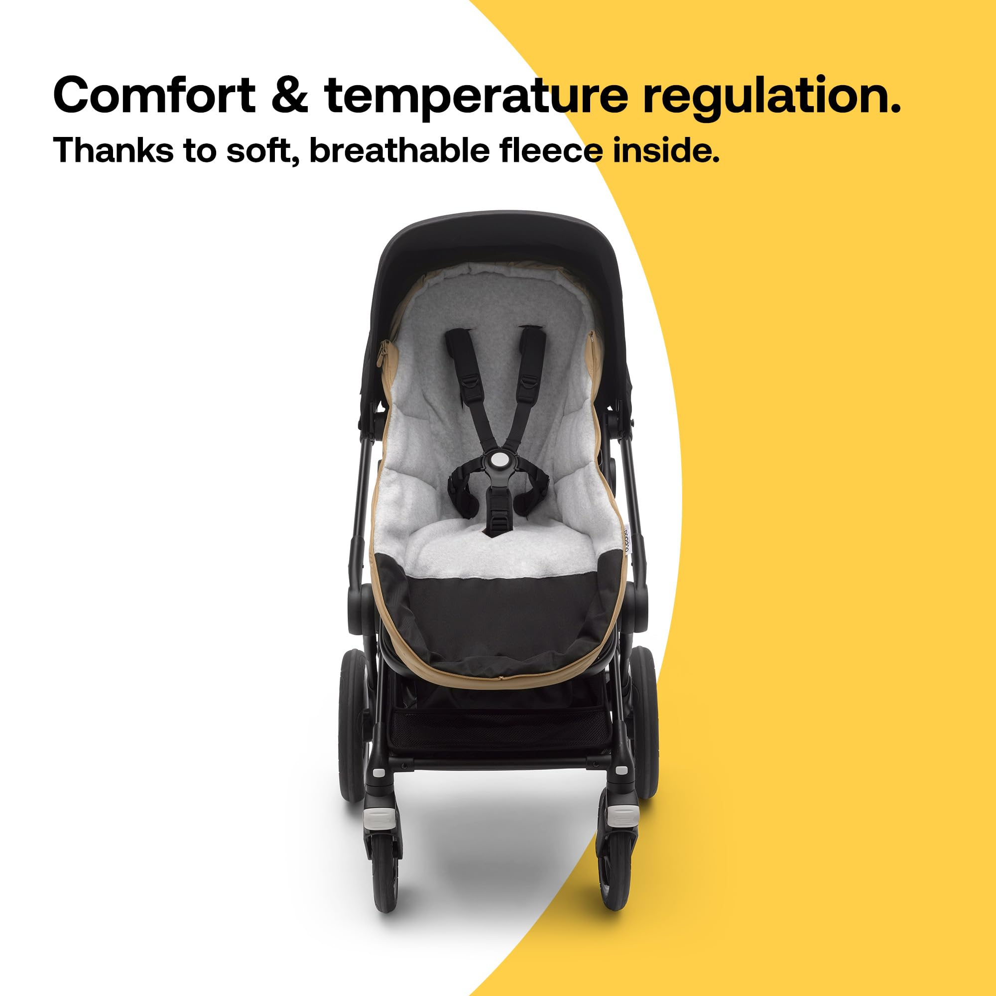 Bugaboo Footmuff - All-Season Weatherproof Stroller Accessory with Removable Climate Control & Reflective Trim (Dune Taupe) | Perfect for Baby Stroller Comfort in Winter, Summer & Rainy Days