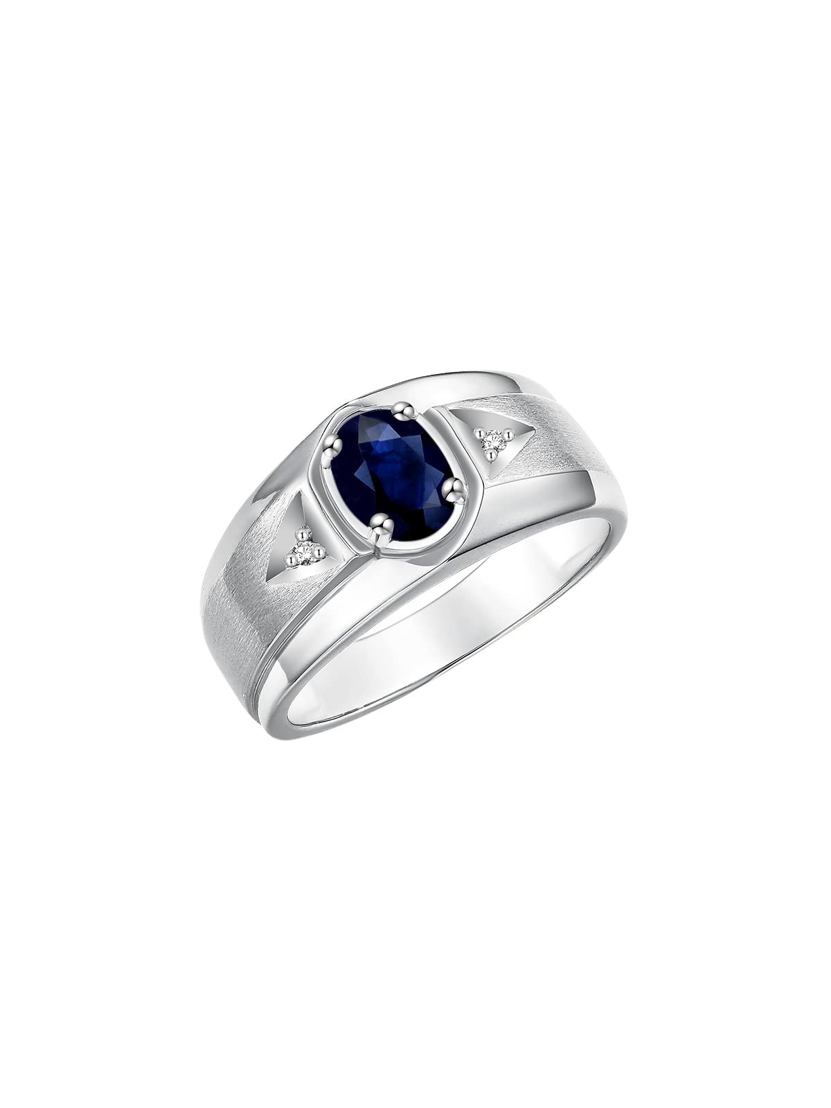 Rylos Men's Sterling Silver 7X5MM Oval Gemstone & Diamond Ring - Classic Birthstone Jewelry for Men, Sizes 8-13 | Perfect for Weddings, Anniversaries & Special Occasions