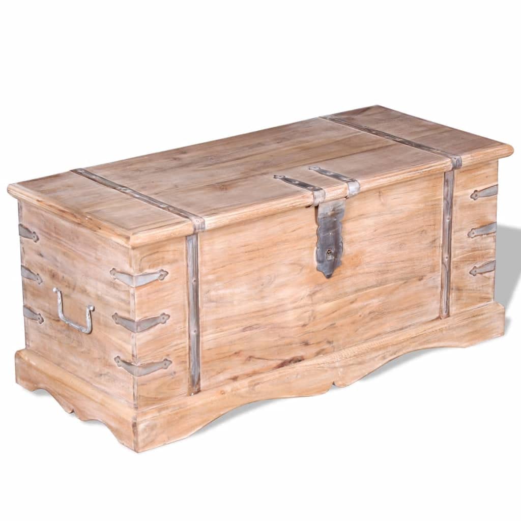 Solid Wood Storage Chest with Lock - Light Brown Organizer Cabinet for Hallway, Entryway & Bedroom - 35.4
