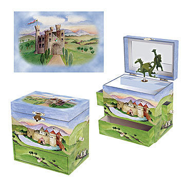 Enchanted Dragons Castle Music Box - Handcrafted Wooden Musical Gift for Kids & Collectors - Perfect for Bedtime, Nursery Decor & Fantasy Themed Parties