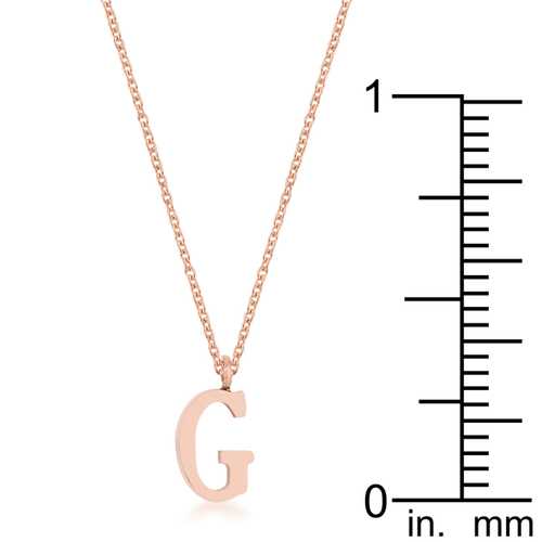 Elaina Rose Gold Stainless Steel G Initial Necklace for Women - Personalized Monogram Letter Pendant Jewelry Gift for Her - Perfect for Birthday, Anniversary, Valentine's Day & Everyday Wear