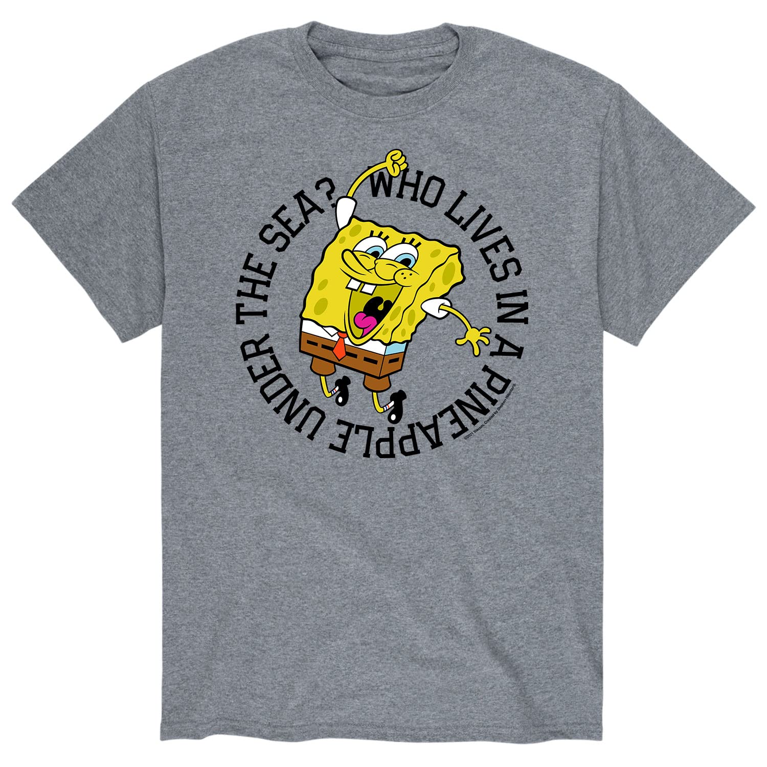 SpongeBob SquarePants 'Who Lives in a Pineapple' Men's Graphic T-Shirt - Funny Cartoon Short Sleeve Tee for Casual Wear & Fan Gifts
