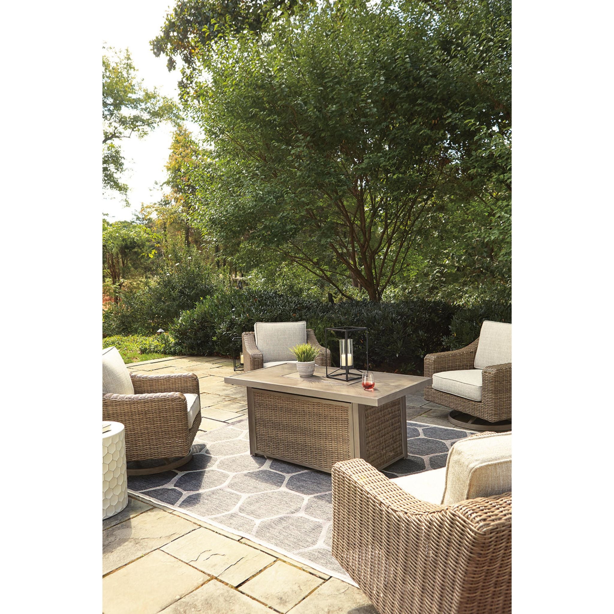 Beachcroft 5-Piece Outdoor Patio Furniture Set - Waterproof Wicker Rattan Sofa Sectional with Coffee Table - Beige - Perfect for Backyard, Poolside & Garden Relaxation