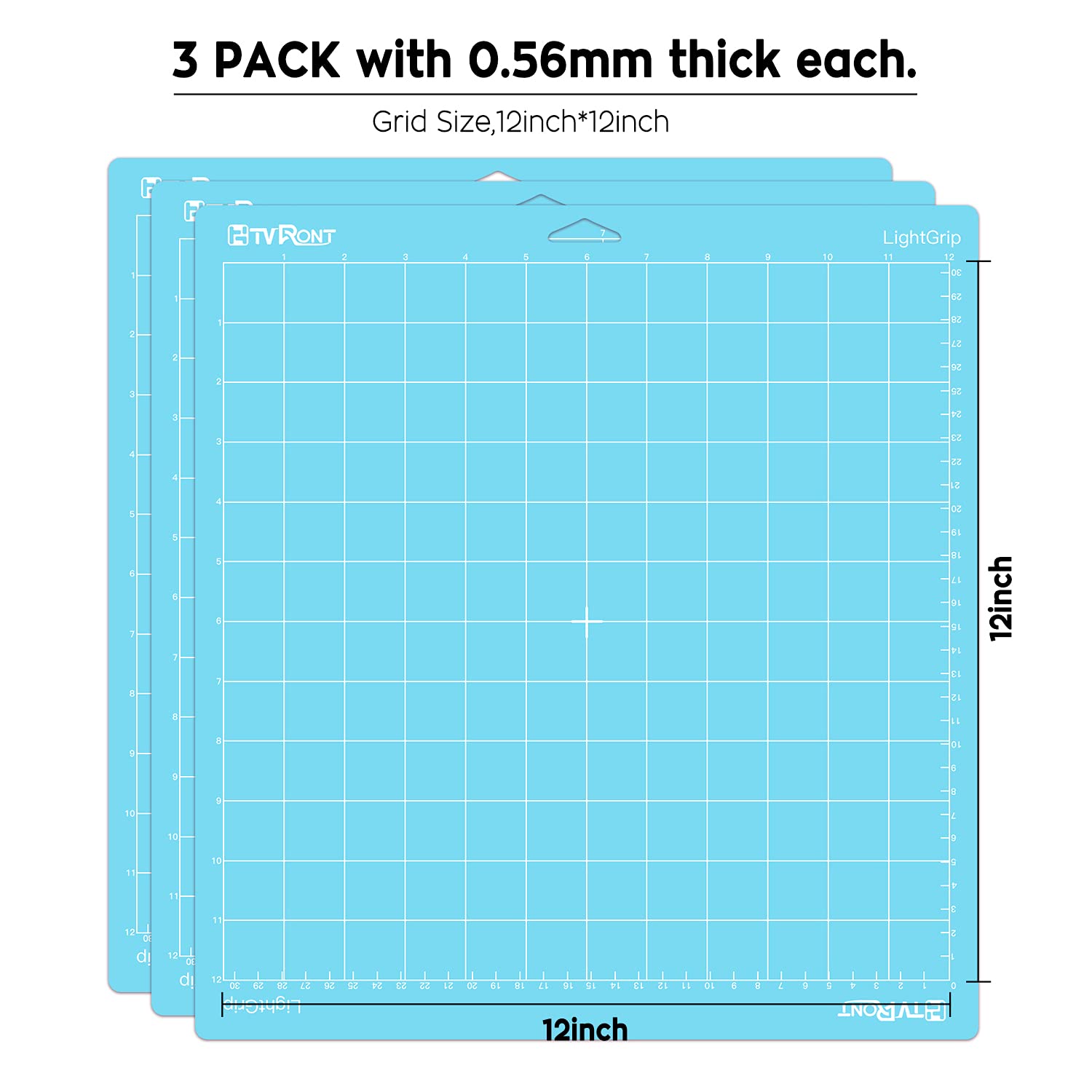 HTVRONT Light Grip Cutting Mat 12x12 Inch - 3 Pack Replacement Mats for Cricut Maker 3, Maker, Explore 3, Air 2, Air & One - Low Tack Adhesive Craft Mats for Vinyl, Paper & Fabric Cutting - Perfect for DIY Projects, Scrapbooking & Quilting