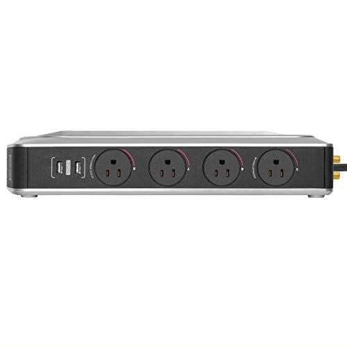 AudioQuest PowerQuest 3 - 8 Outlet Surge Protector with Power Filter for Home Theater, Studio & Office Electronics | Premium Power Conditioner for Audio/Video Equipment
