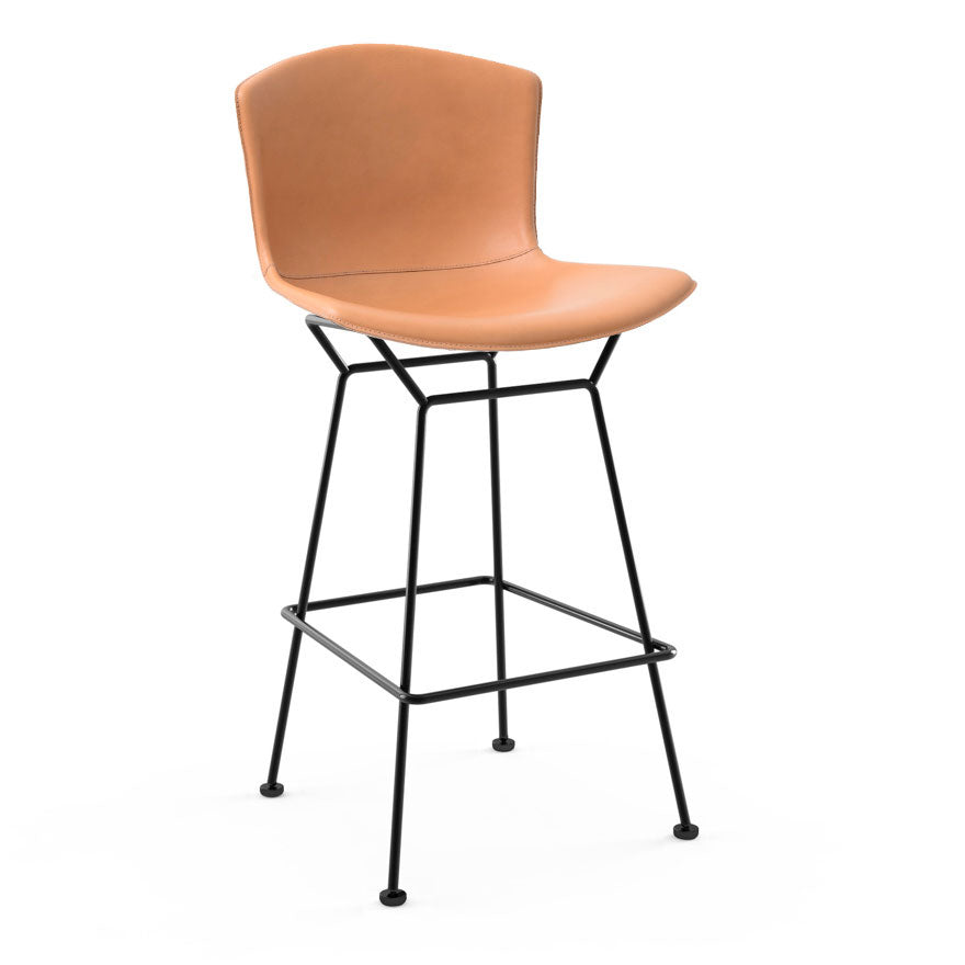 Bertoia Bar Stool with Genuine Cowhide Upholstery - Modern Chrome Barstool for Kitchen Island, Breakfast Nook & Home Bar Seating