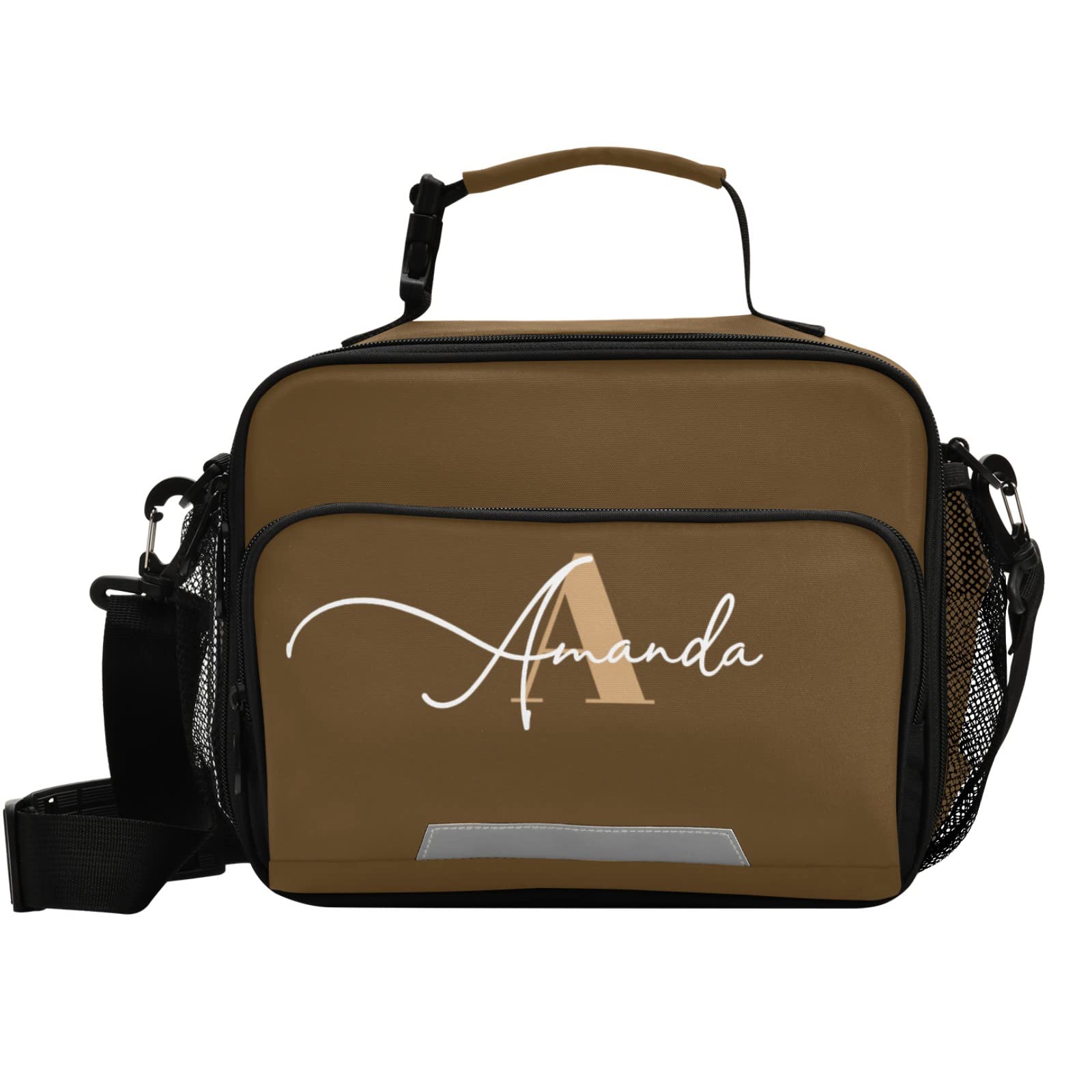 Custom Insulated Brown Lunch Bag with Adjustable Shoulder Strap - Lightweight Thermal Lunch Box for Women, Students - Perfect for Work, School, Picnic & Outdoor Activities