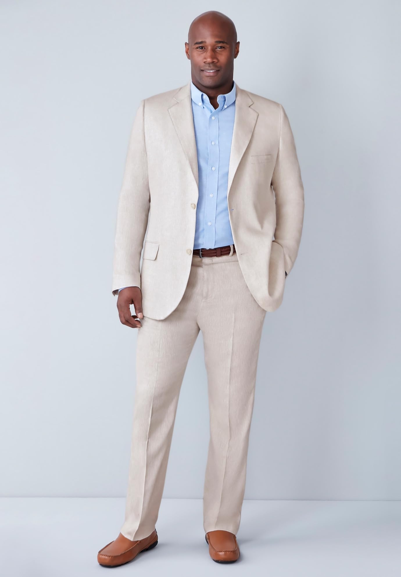 KS Island Men's Big & Tall Linen Blend Dress Pants for Office & Formal Wear - Comfortable Plain Front Trousers for Business Casual & Professional Occasions