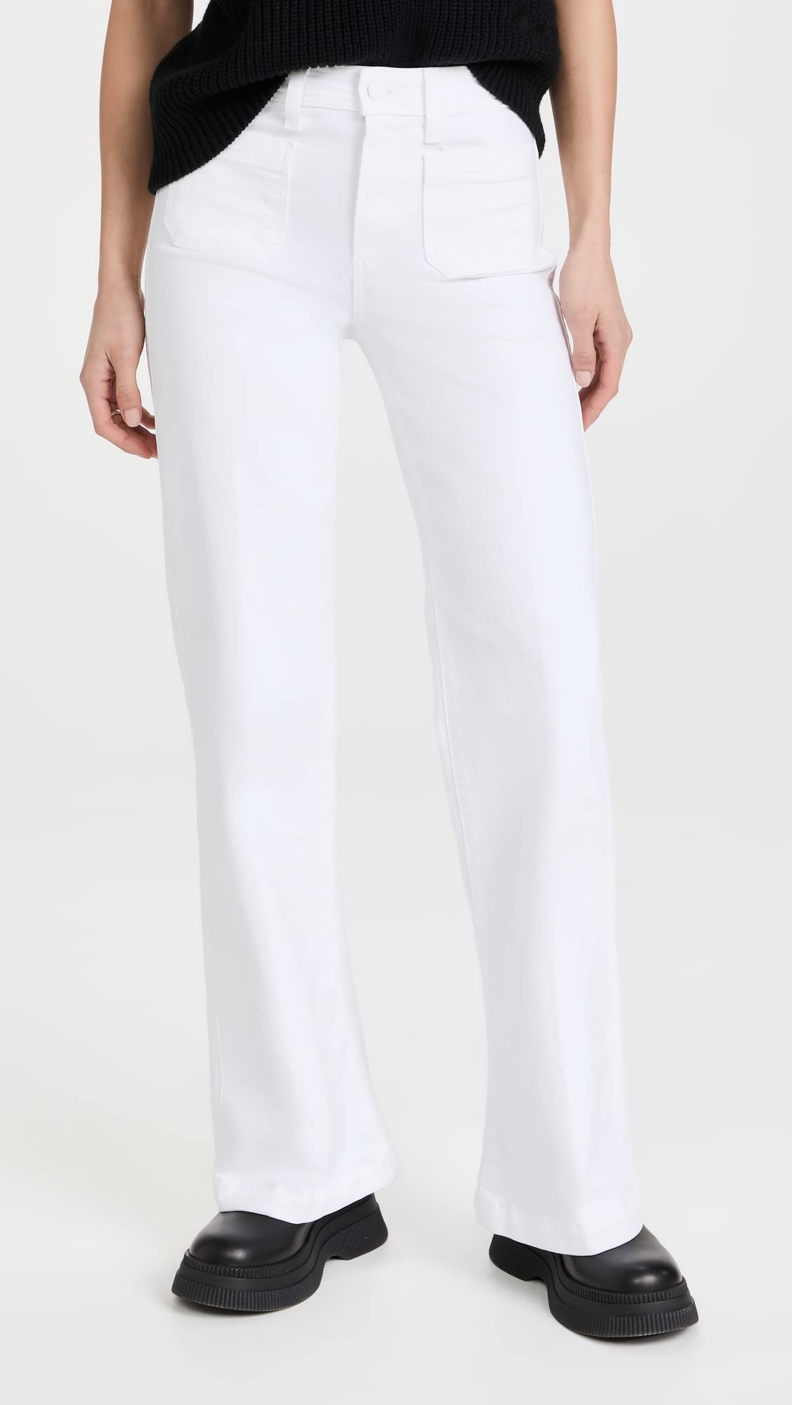 PAIGE Women's Leenah Crisp White Pants - High Waisted Slim Fit Dress Pants for Work, Office & Business Casual Outfits