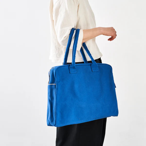 Kurashiki Hampu Canvas Briefcase - Grayish White | Stylish Japanese Vintage Shoulder Bag for Work, Travel & Daily Use