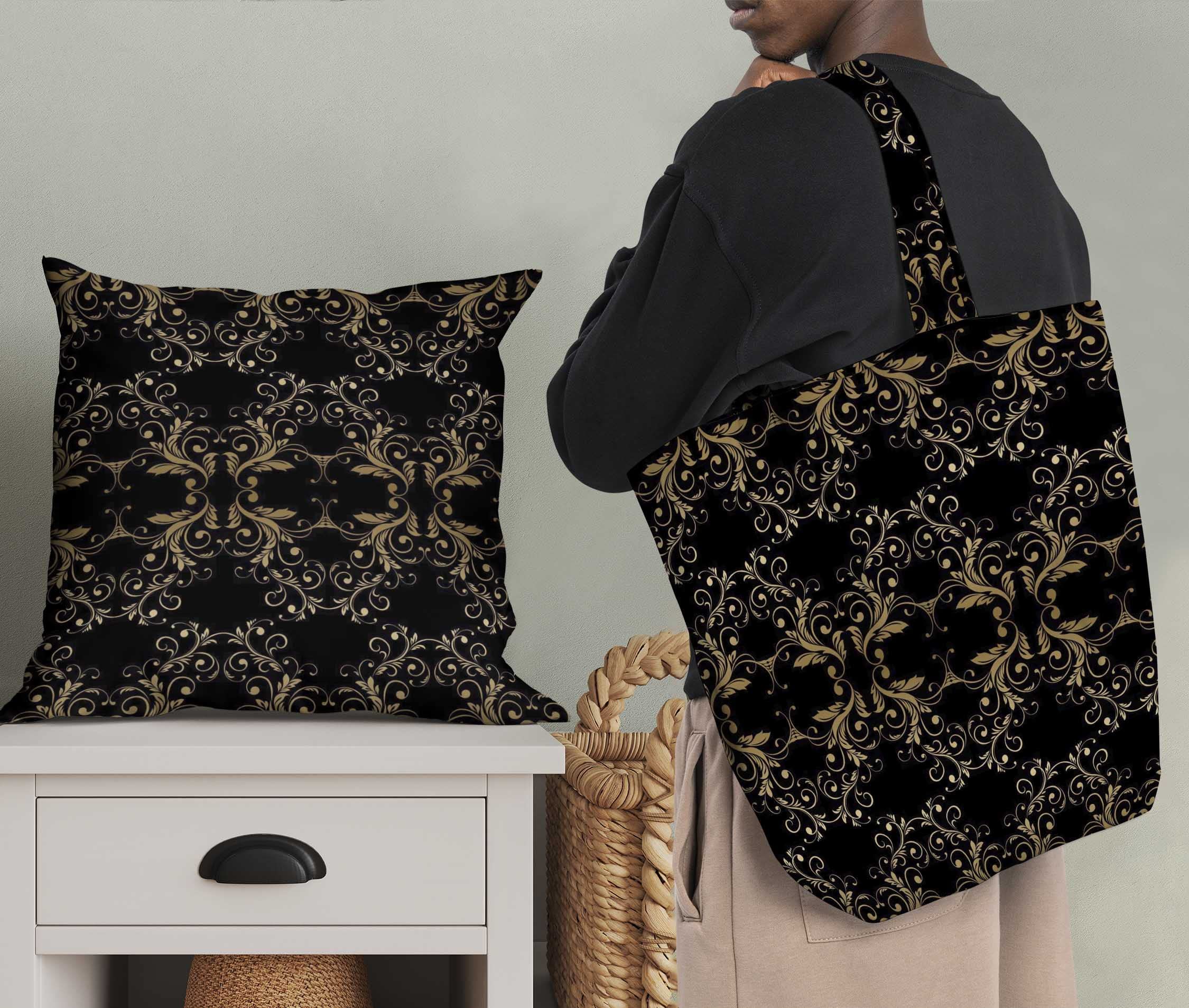 Soimoi Moss Georgette Brown Fabric by The Yard - 42 Inch Wide Filigree Damask Print Material - Elegant Printed Fabric for Dresses, Curtains & Home Decor Projects