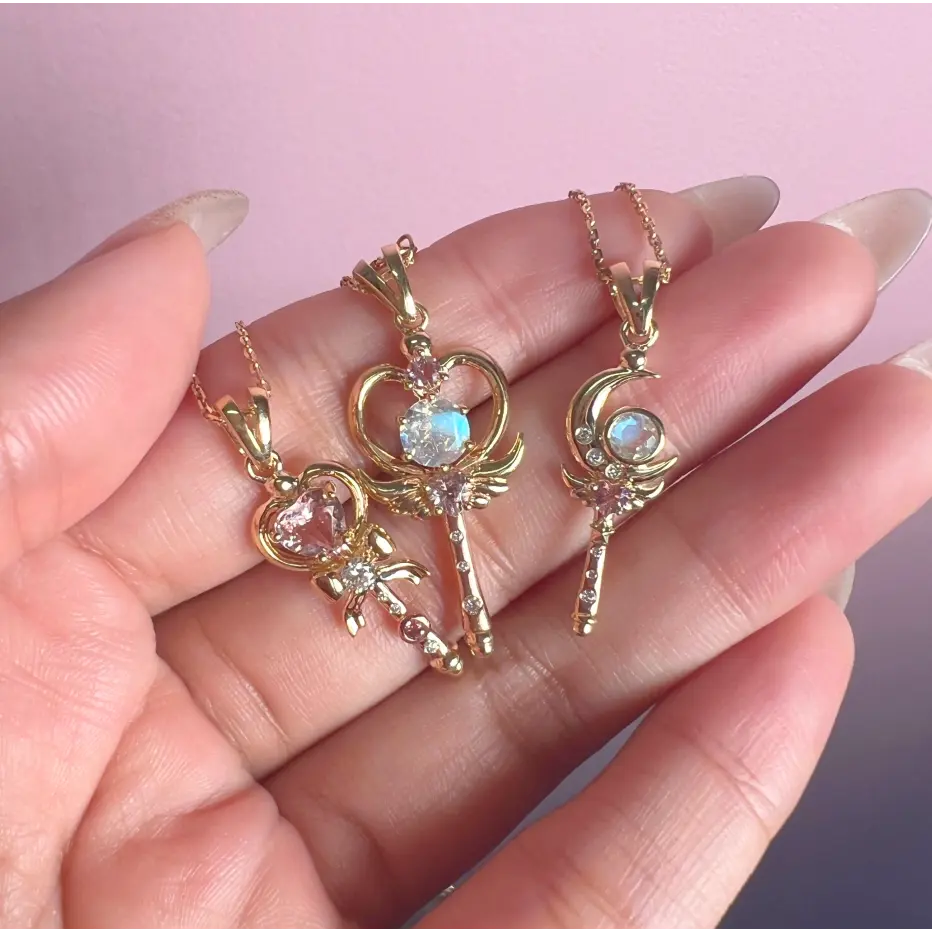 14K Gold Moon Crystal Pendant Necklace for Women - Elegant Celestial Jewelry Gift for Birthday, Anniversary & Special Occasions