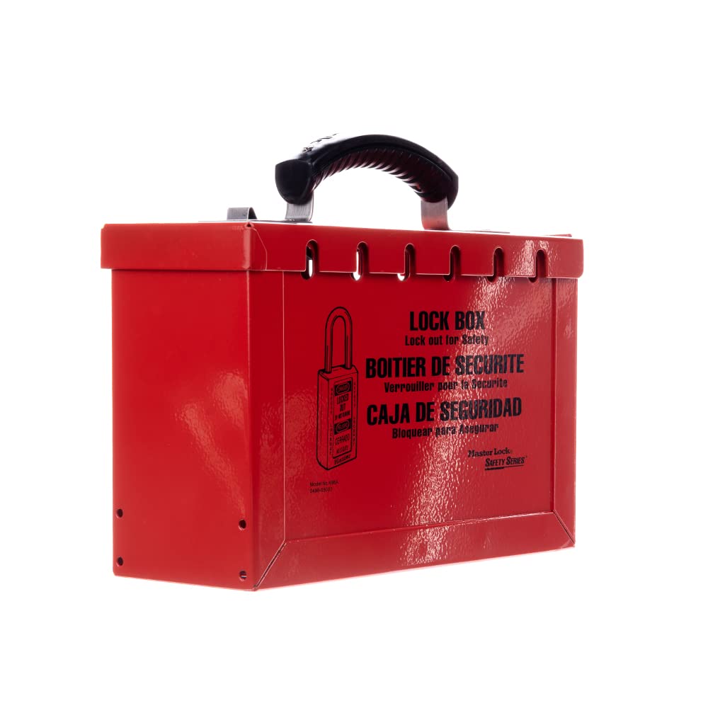 Master Lock 498A Lockout Tagout Safety Lock Box - 12 Padlock Capacity, Portable Red Lockout Kit for Industrial Safety & Equipment Security | Perfect for OSHA Compliance, Factory Maintenance & Hazardous Area Control
