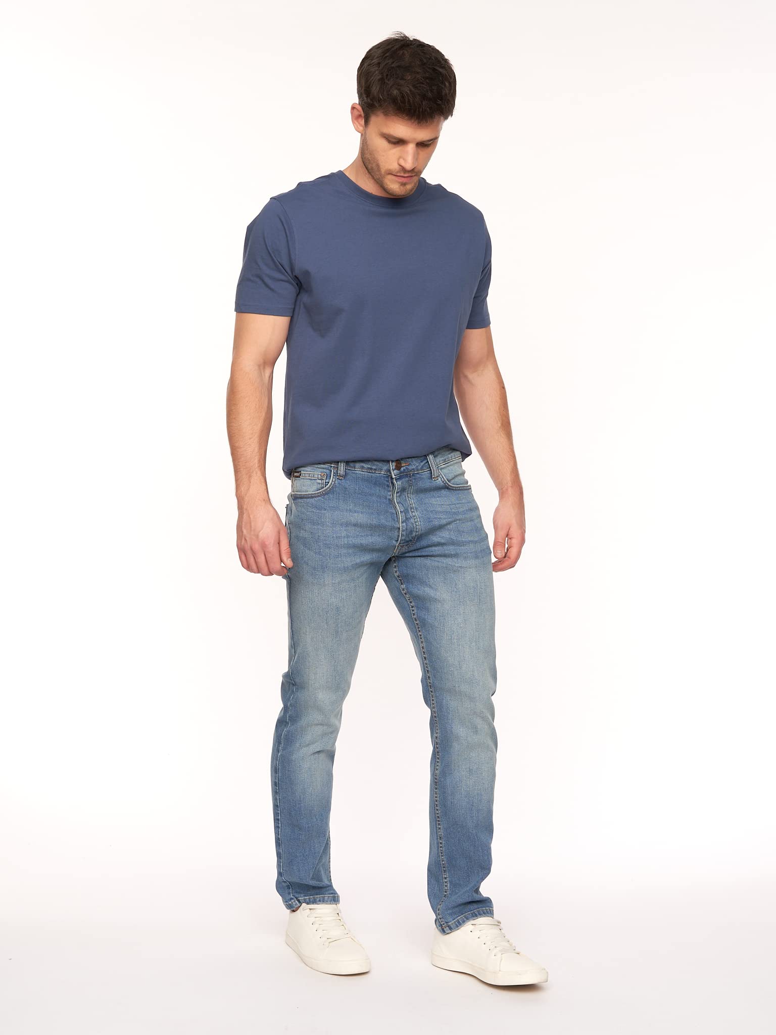 **Kandor Men's Stretch Denim Jeans - Regular Fit Straight Leg Cotton Pants for Men | Classic Black, Dark Blue, Mid Blue & Light Blue Washes | Casual, Work & Everyday Wear**