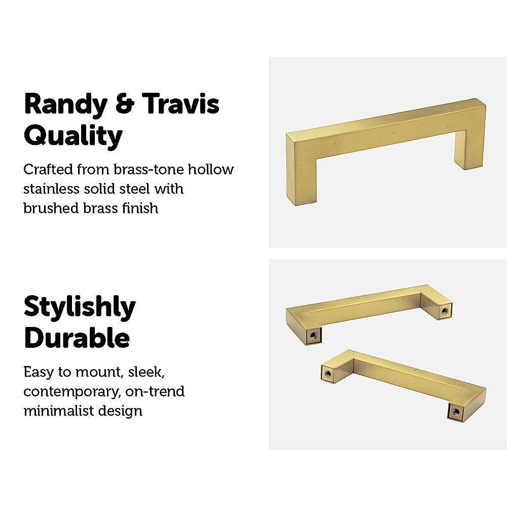 15 Pack Brushed Brass Drawer Pulls - 96mm Kitchen Cabinet Handles with Gold Finish - Perfect for Modern Cabinets, Dressers & Furniture Upgrades