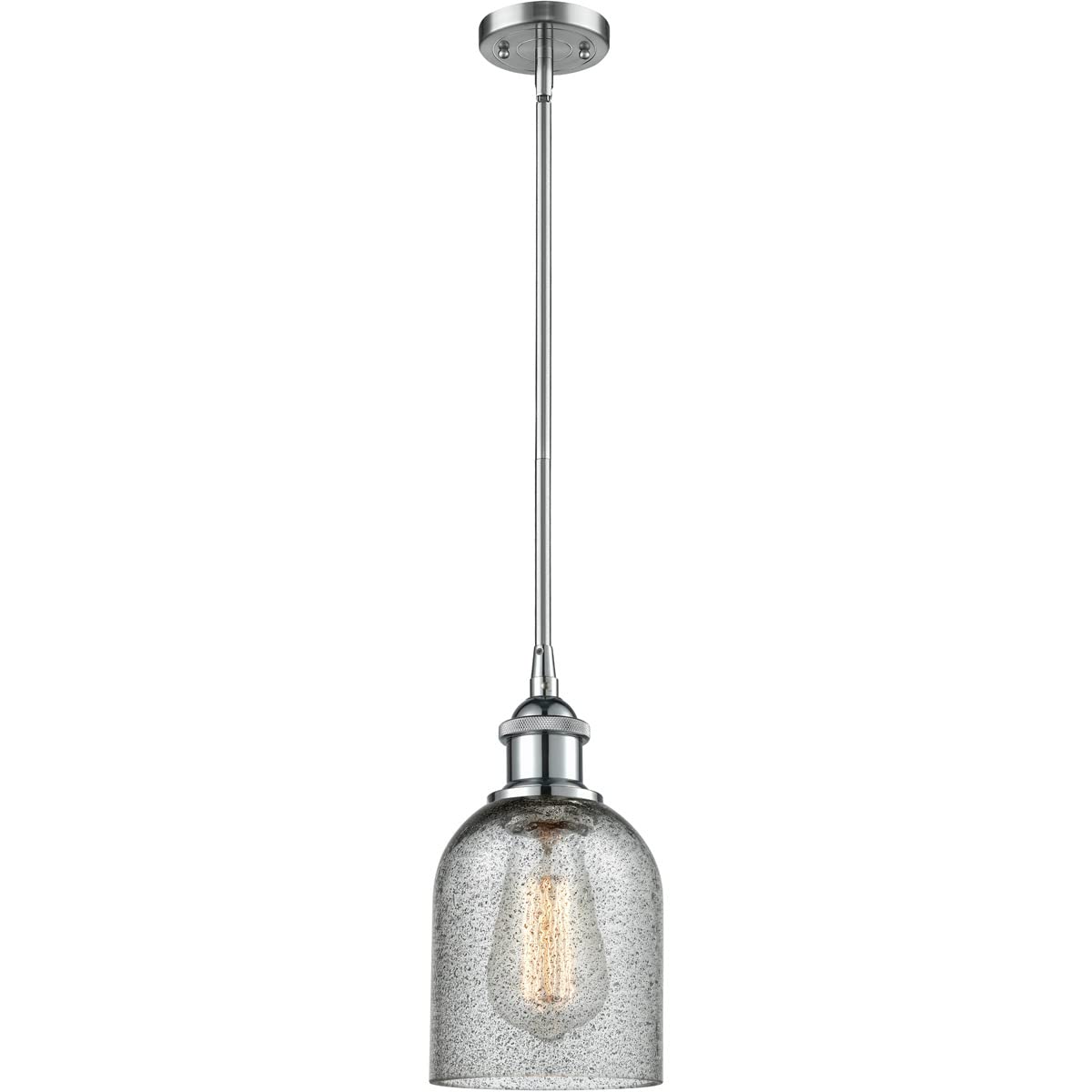 Vintage Dimmable LED Pendant Light - Polished Chrome Finish, 1-Light Hanging Fixture for Kitchen Island, Dining Room & Bar Counter Lighting | Energy Efficient Modern Chandelier