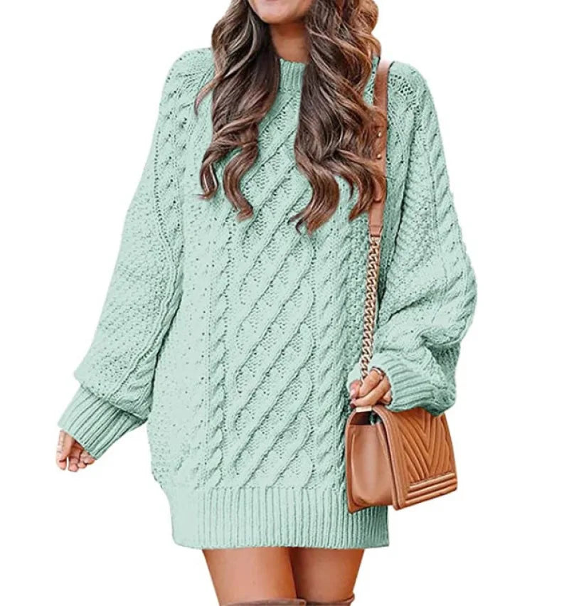 13 Colors Women's Chunky Cable Knit Oversized Pullover Sweater - Long Sleeve Crewneck Winter Warm Tops for Casual Outfits, Holiday Gatherings & Cozy Home Wear