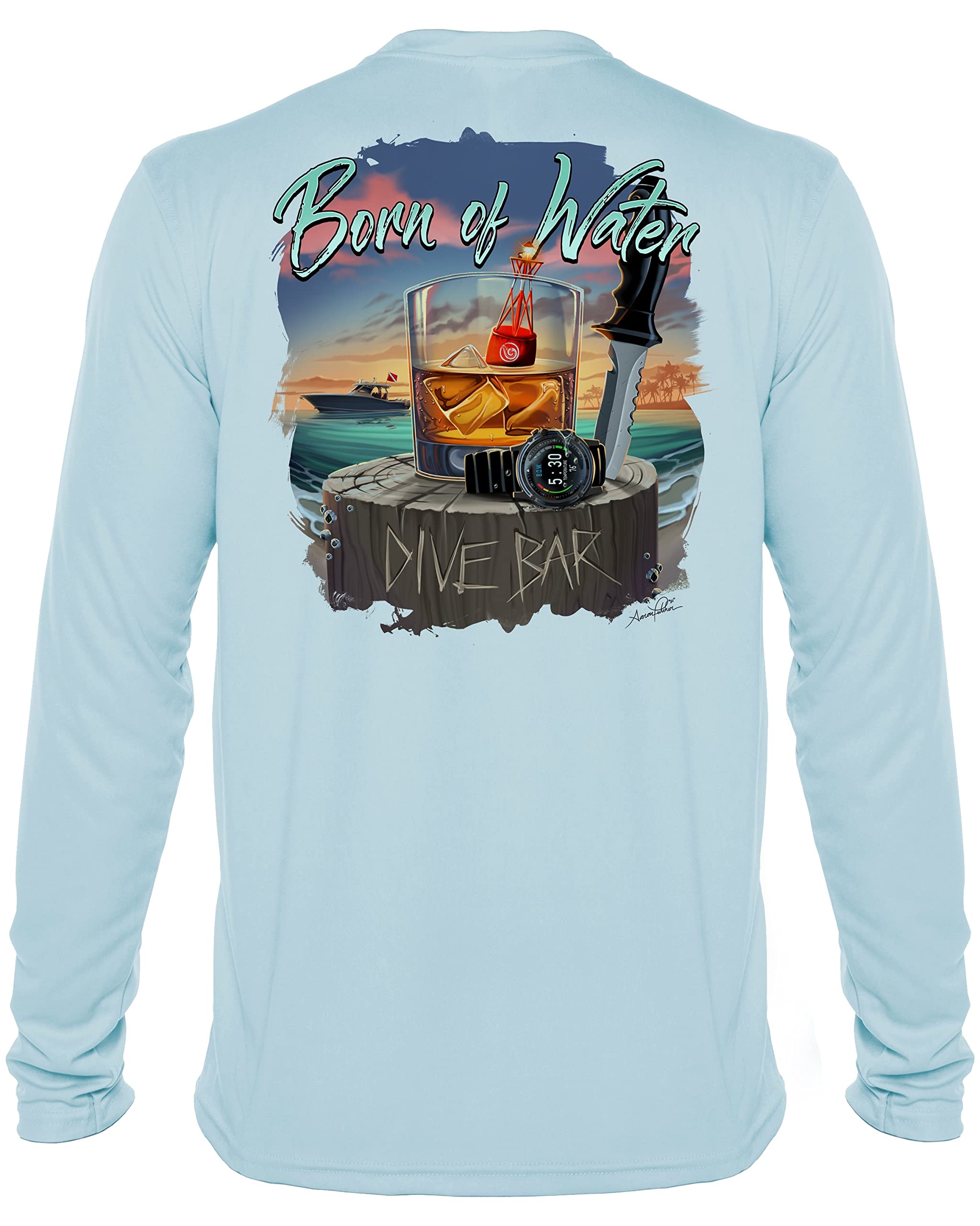 Dive Bar Men's UV Protection Long Sleeve Shirt for Outdoor Activities and Beach Adventures