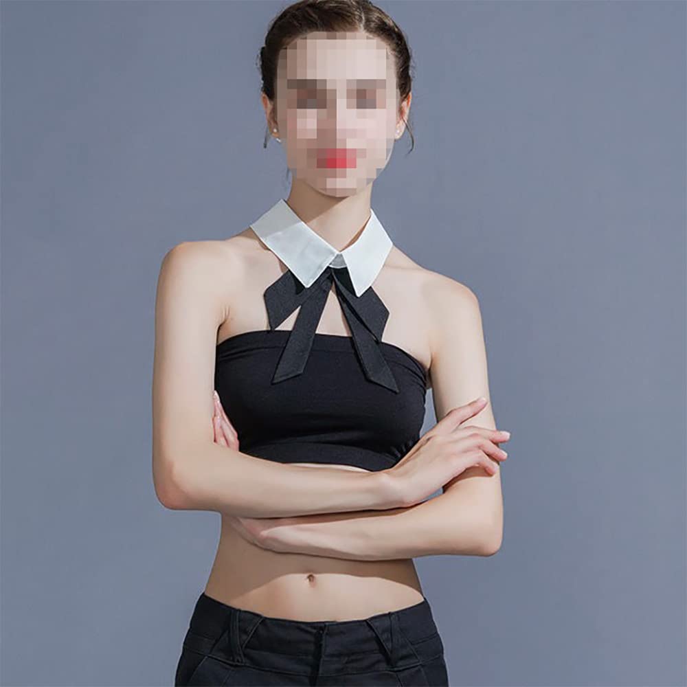 Detachable Fake Collar Lapel - Plaid Blouse False Collar Choker with Peter Pan Necklace & Bow Tie - Perfect for Office Wear, Cosplay & Vintage Fashion Outfits