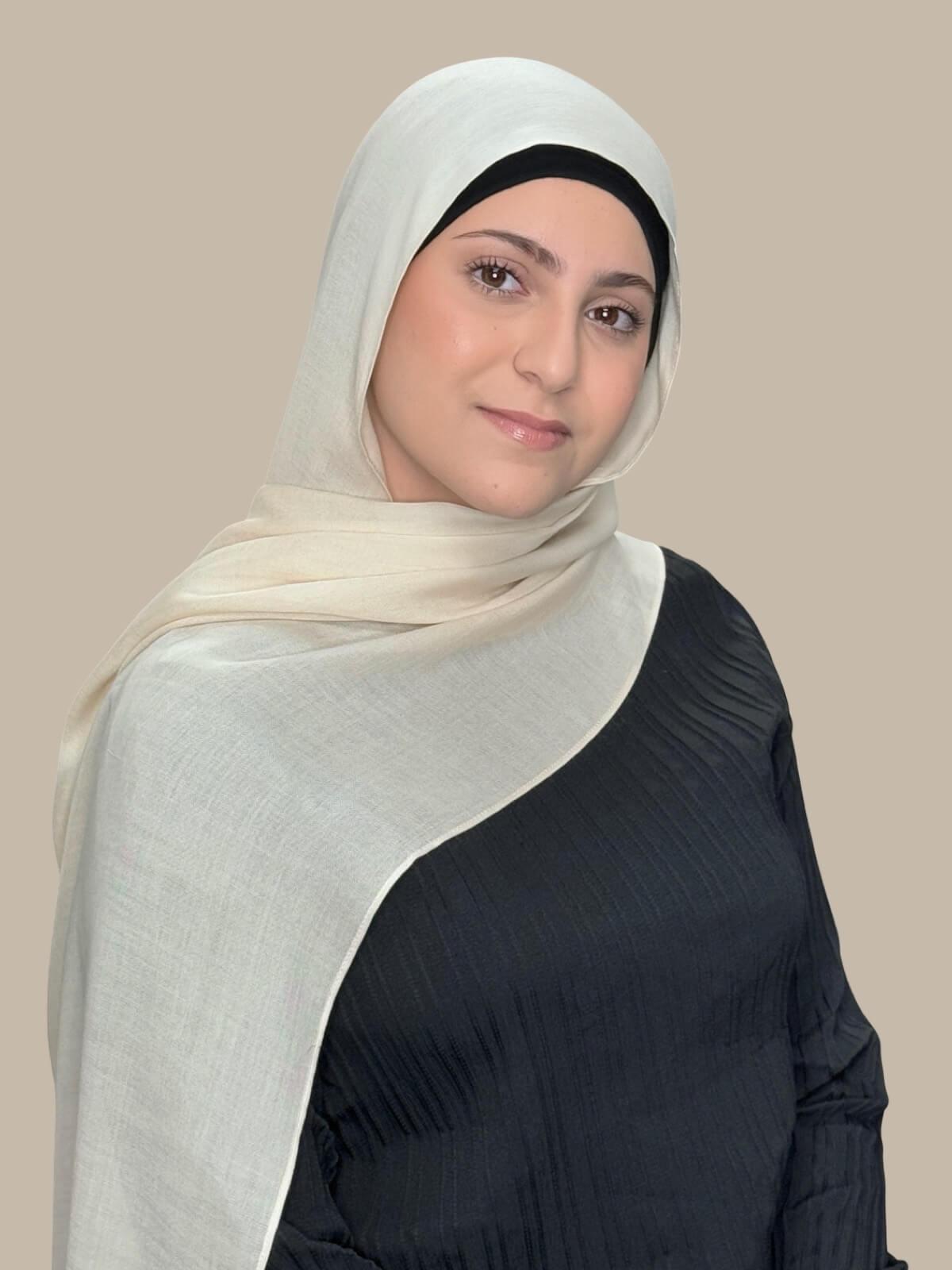 Stylish Cotton Modal Hijab Scarf in Buttercream - Perfect for Everyday Wear, Work, and Special Occasions