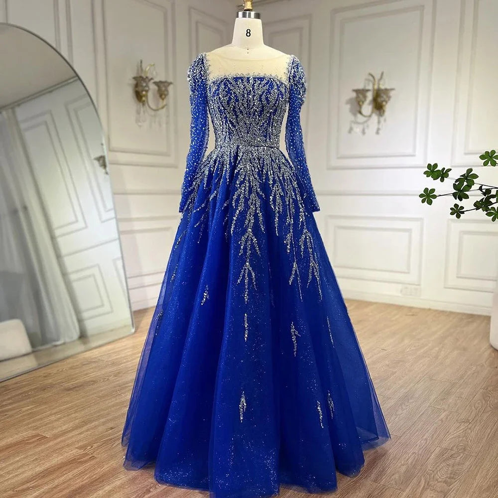 Elegant Dusty Pink Long Sleeve Evening Gown - Luxury Dubai Party Dress for Women LA71915 | Perfect for Weddings, Galas & Formal Events