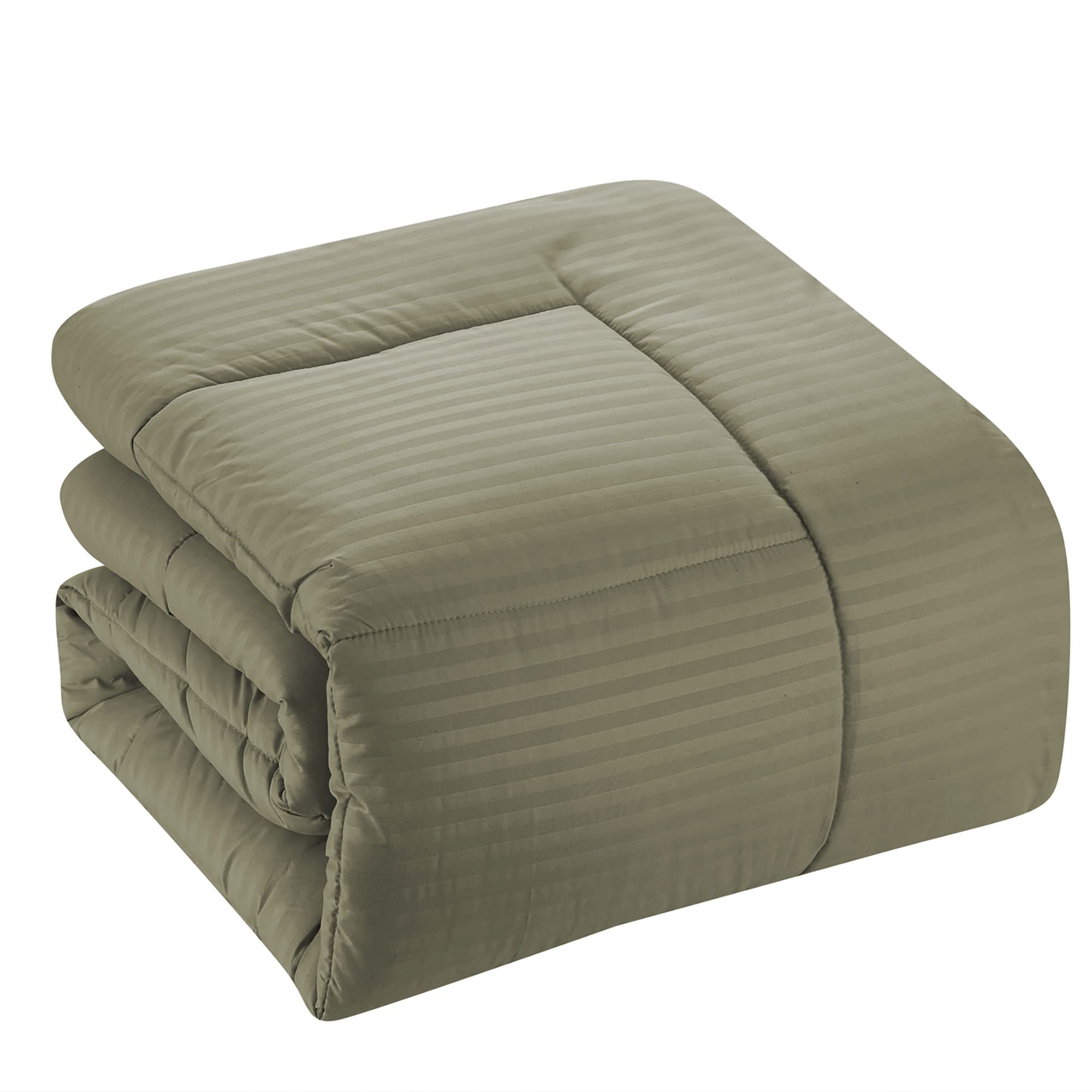 8-Piece Queen Comforter Set - Bed in a Bag with Bed Skirt, Fitted Sheet, Flat Sheet, 2 Pillowcases & 2 Shams - Dobby Sage Green Luxury Bedding - Perfect for Master Bedroom, Guest Room & Dorm Decor