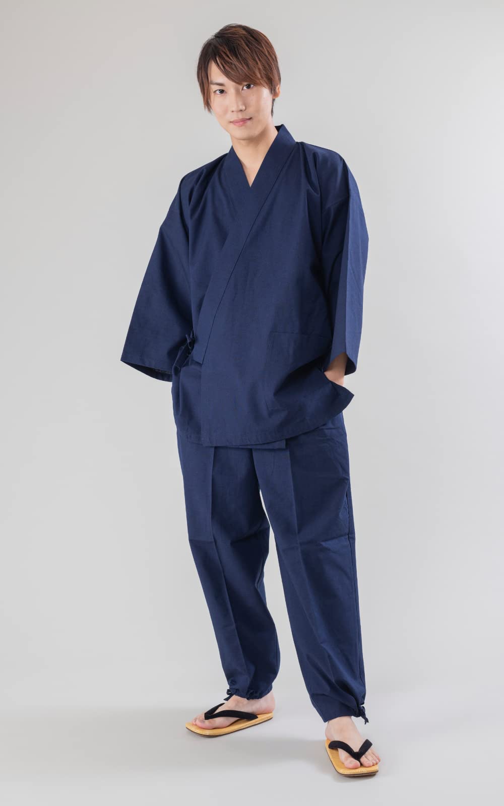 Premium Japanese Men's Tsumugi Samue - 100% Cotton Comfortable Ninja Pajama Set | Traditional Loungewear for Home Relaxation & Martial Arts Practice