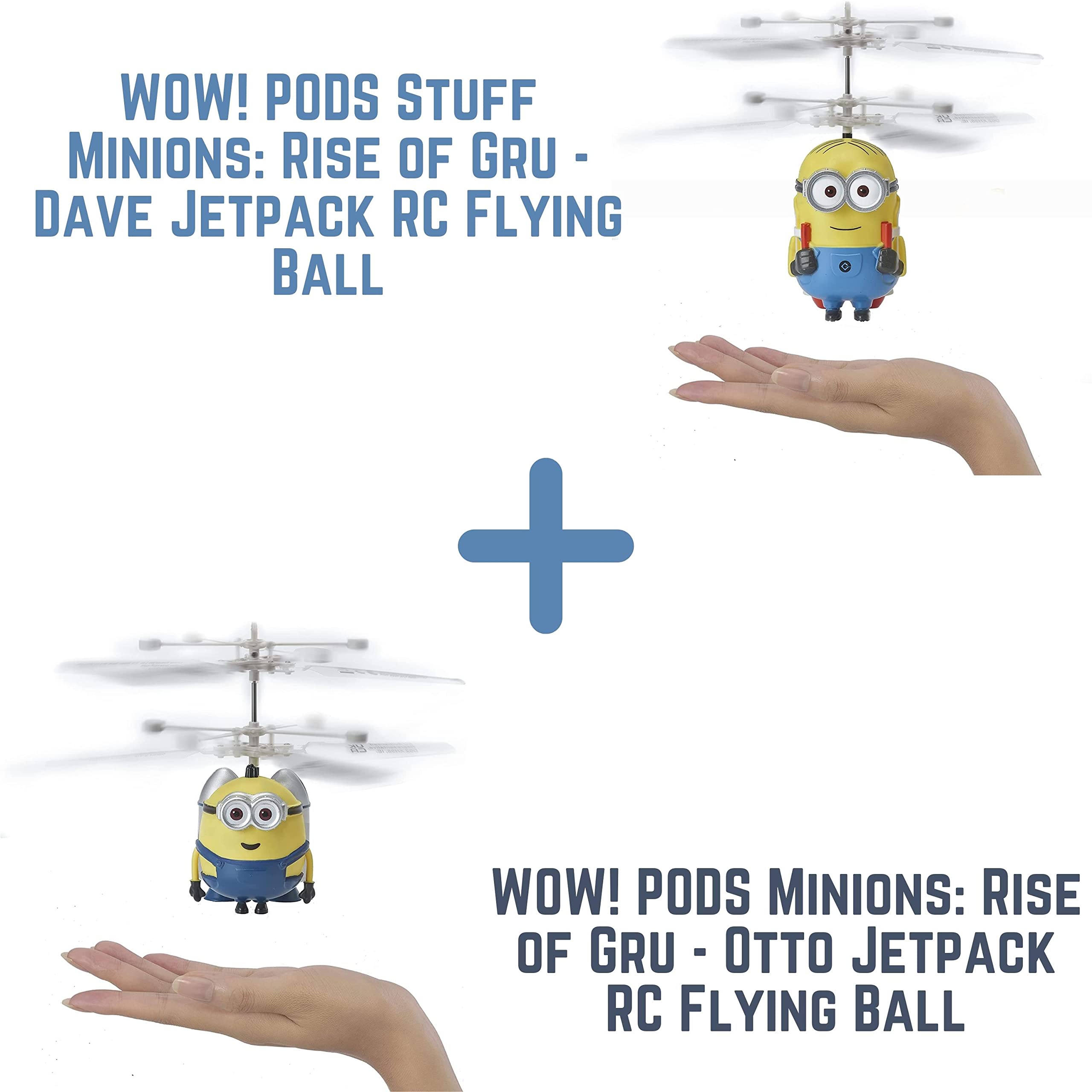 Minions: Rise of Gru Dave & Otto Jetpack RC Flying Ball - Remote Control Helicopter Toy for Kids, Official Minions Collectible | Birthday Gifts, Party Favors, Indoor & Outdoor Play
