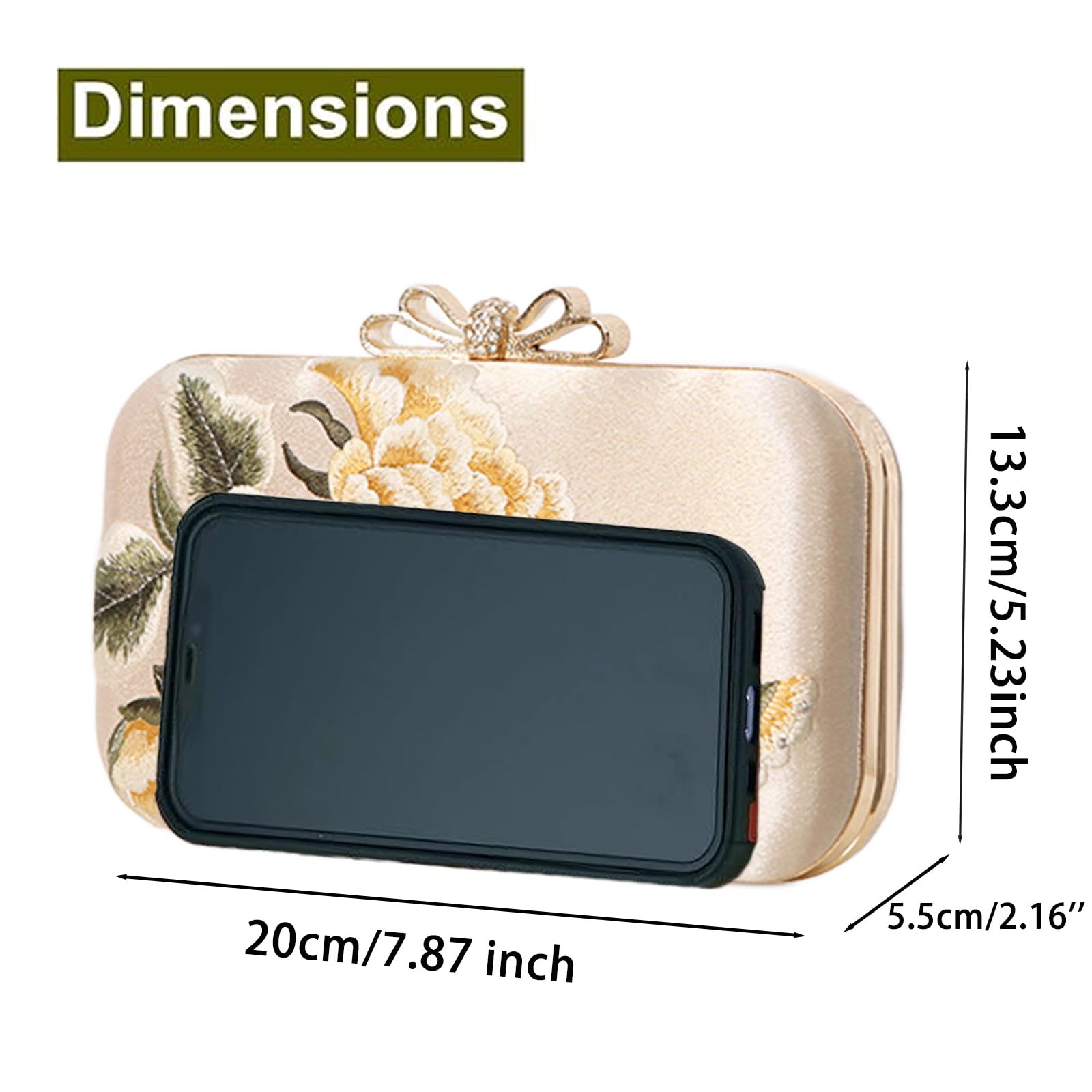 YYW Women's Elegant Clutch Purse - Evening Handbag with Top Handle & Adjustable Crossbody Strap - Perfect for Wedding, Party, Prom & Formal Occasions