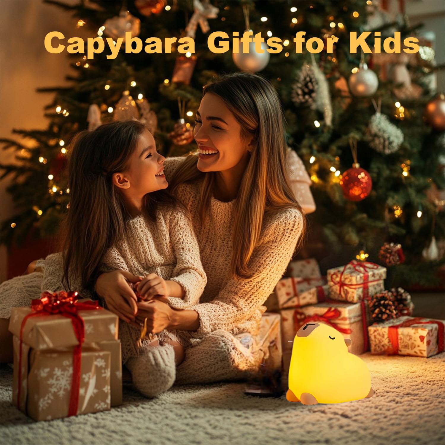 Capybara Night Light for Kids with Timer - Cute Silicone Nursery Lamp, Baby Toddler Room Decor, Kawaii Animal Nightlight for Teen Girls - Perfect for Bedrooms, Nurseries & Fun Gifts