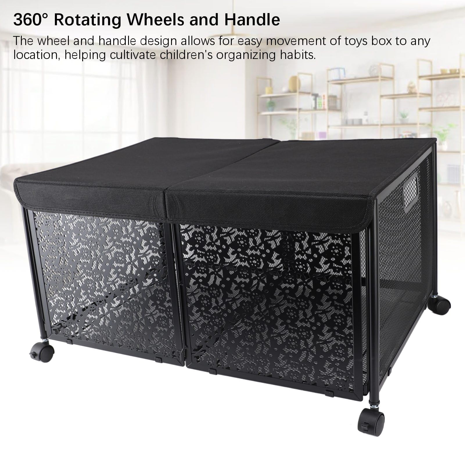 Large 70L Collapsible Toy Storage Box with Lid & 360° Rotating Wheels - Kids Toy Organizer Chest for Nursery, Playroom, Bedroom - Perfect for Storing Toys, Books, and Kids' Accessories