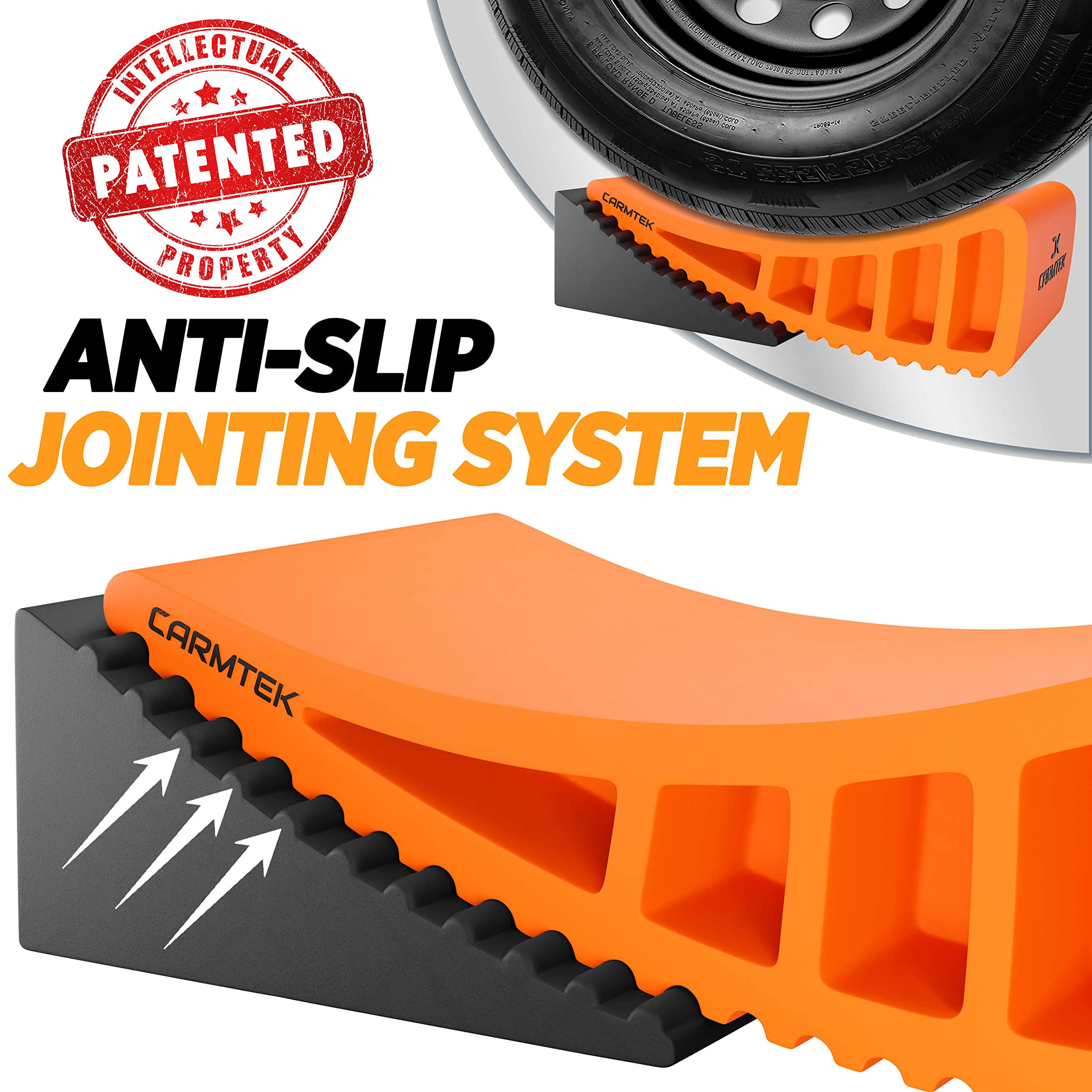 CARMTEK Camper Leveler Premium Kit - RV Leveling System with Wheel Chocks, Rubber Mats & Carry Bag for Dual Axle Trailers | Fast Setup for RV, Travel Trailer & Camper | Perfect for Camping, Road Trips & Outdoor Adventures