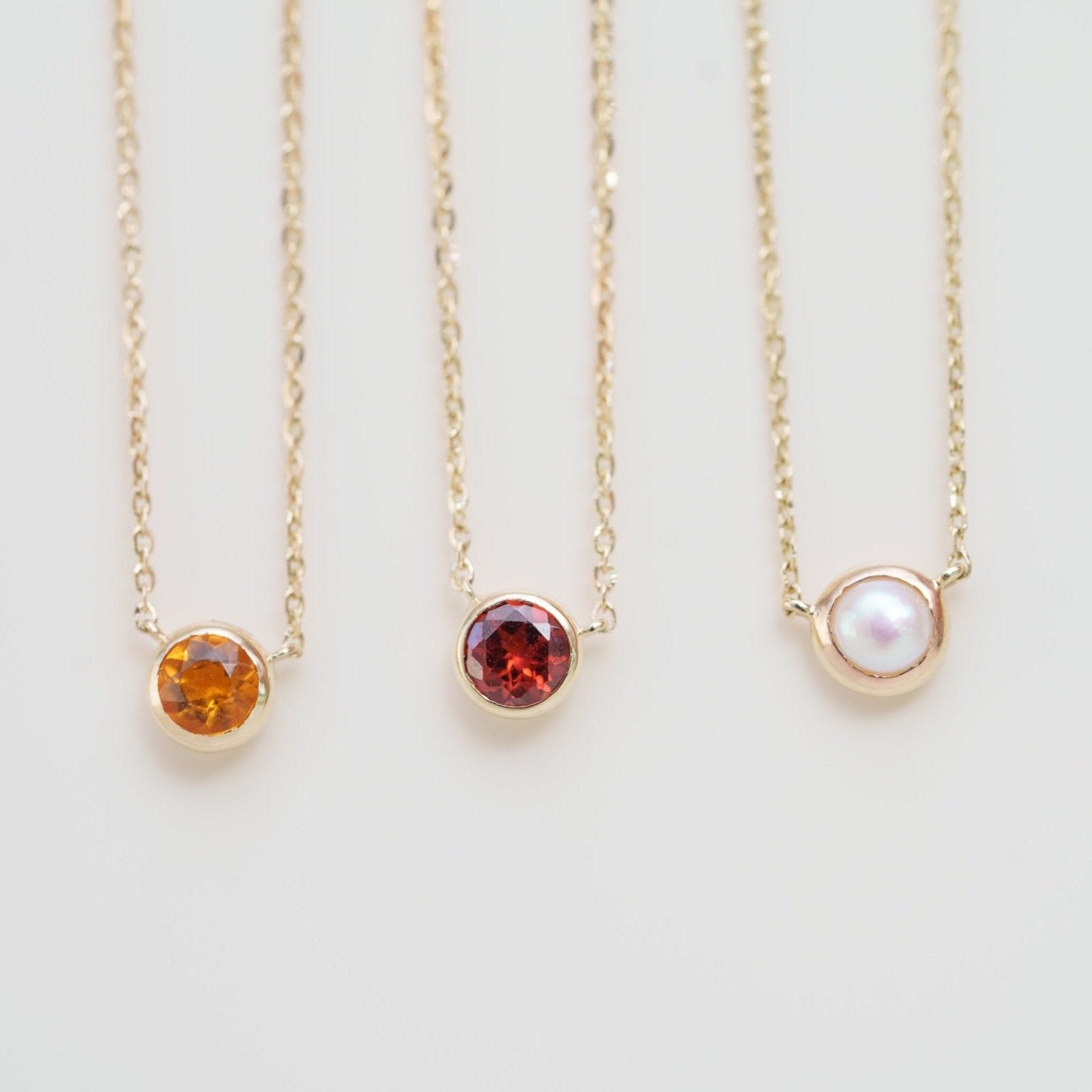14k Yellow Gold Citrine Station Necklace - Bezel Set Gemstone Jewelry for Women, Gift for Her, Birthday, Anniversary, Valentine's Day