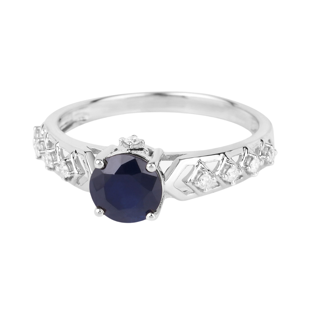 10K Solid Gold Blue Sapphire and Diamond Ring for Women | Elegant Wedding, Engagement & Anniversary Jewelry Gift