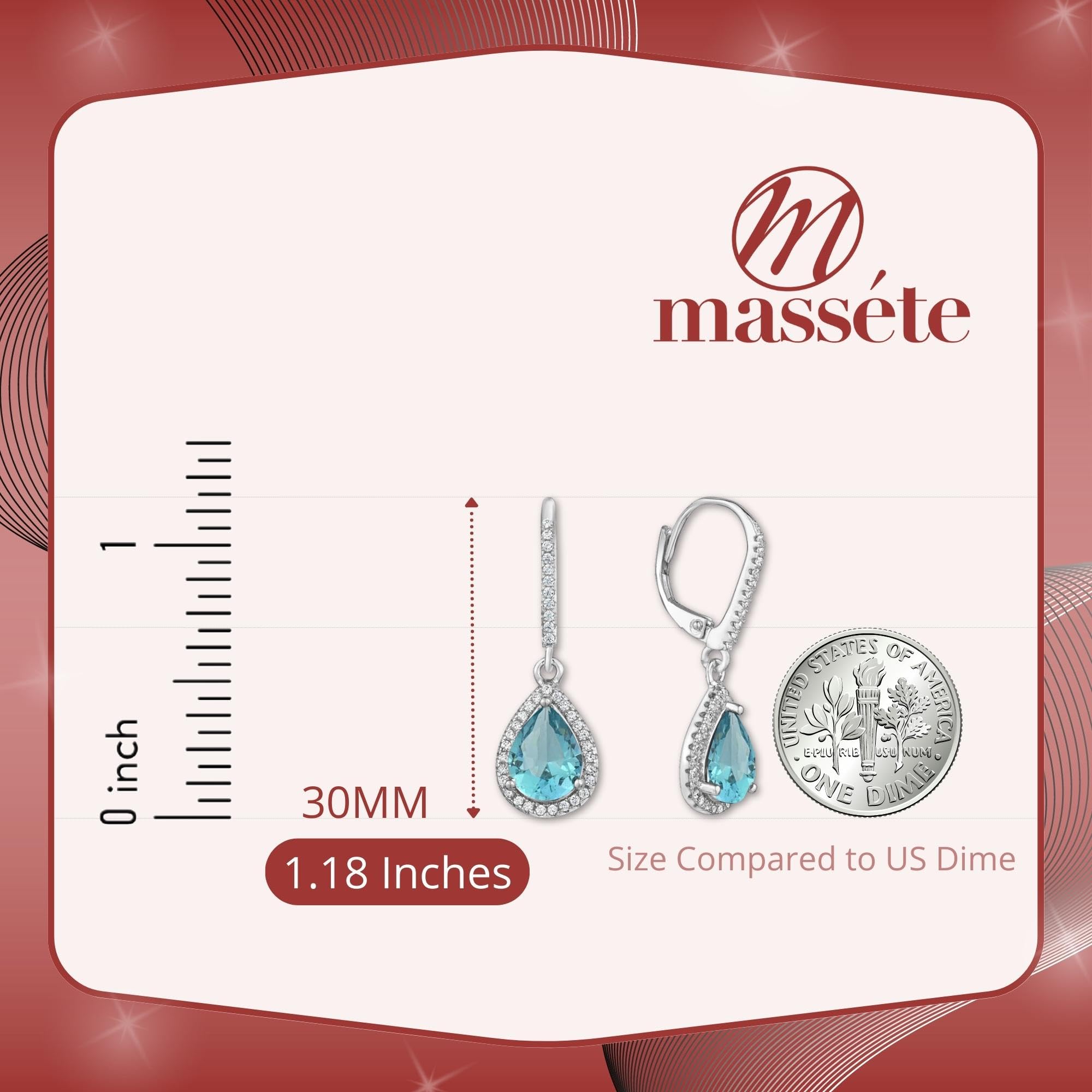 Sterling Silver Leverback Dangle Earrings for Women - Simulated Diamond Pear Halo Design | Elegant Gift Box Included | Perfect for Weddings, Parties & Special Occasions
