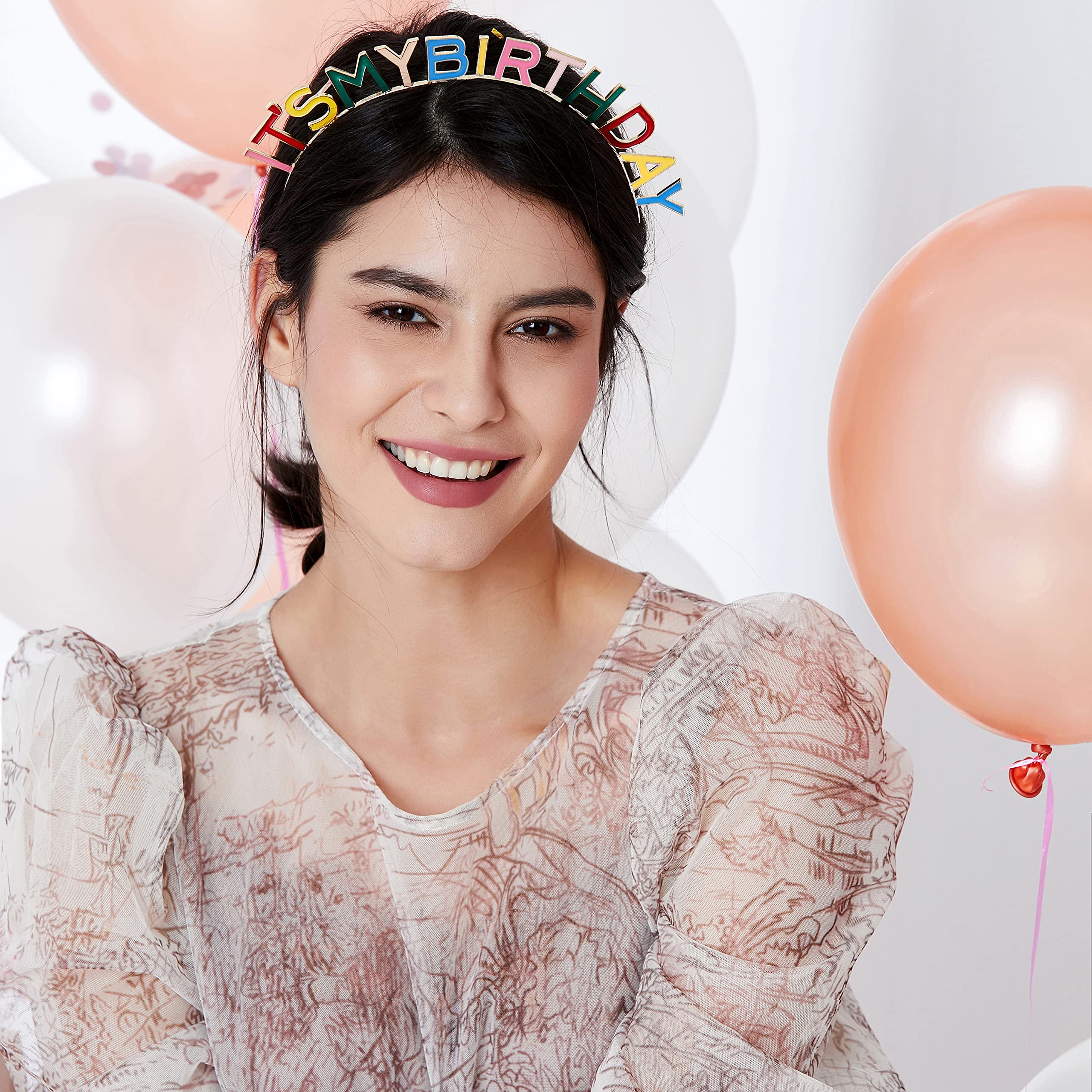 Happy Birthday Crown Headband for Women - Colorful Birthday Party Headpiece, It's My Birthday Tiara | Perfect for Birthday Celebrations, Bachelorette Parties & Festive Events