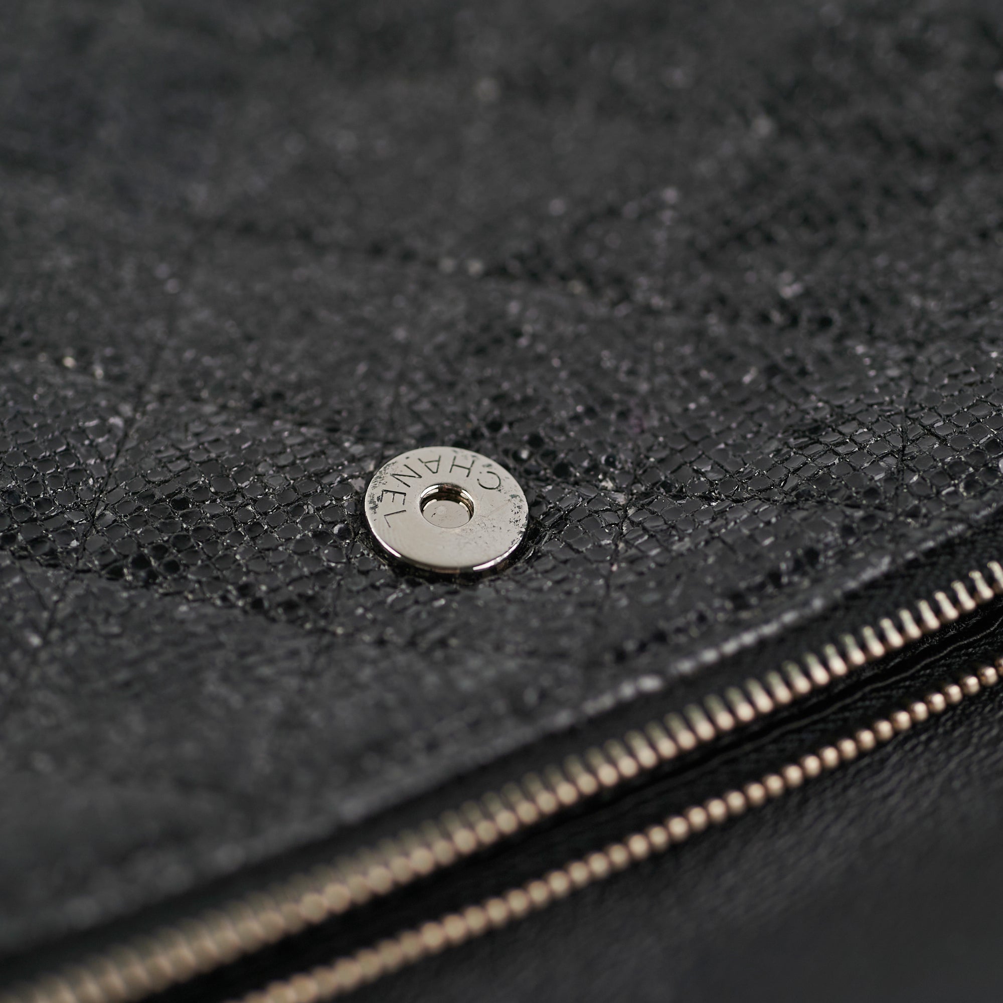 Chanel Black Glittered Calfskin Chain Crossbody Shoulder Bag Wallet - Luxury Evening Clutch for Parties & Date Nights