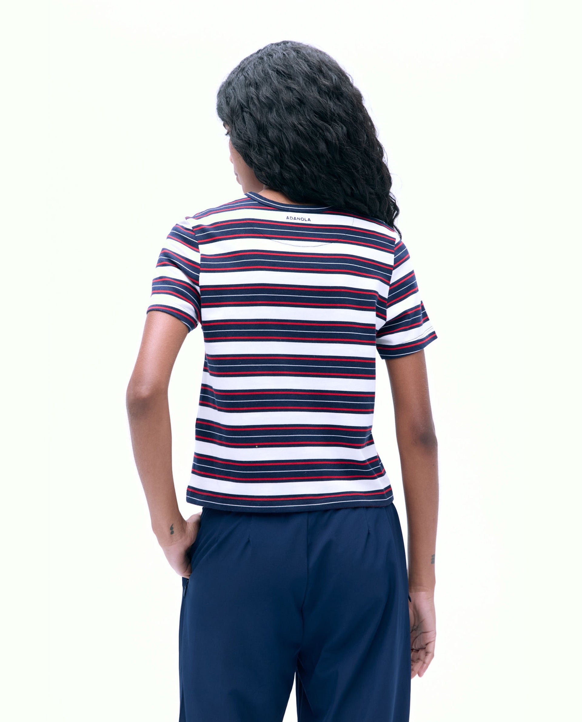 Stripe Short Sleeve Classic T-Shirt for Men & Women | Navy Blue & Classic Red | Casual Wear, Summer Outfits, Beach Vacation Essentials