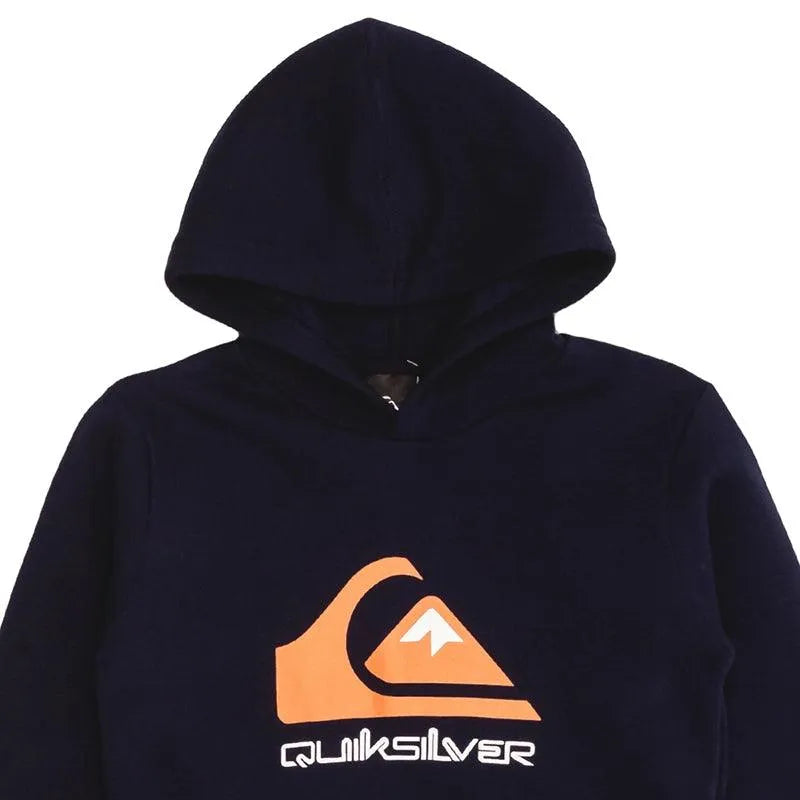 Quiksilver Boys' Logo Front Hoodie - Navy Blue Pullover for Kids | Perfect for School, Play & Outdoor Activities