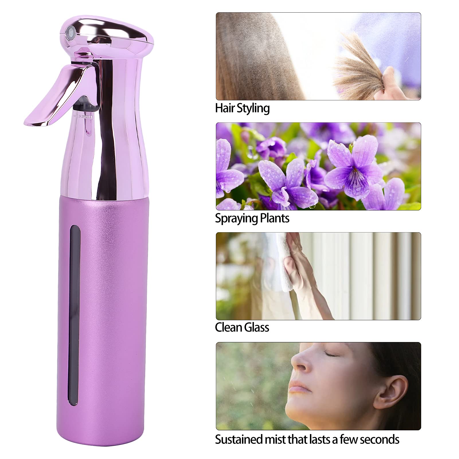 Leak-Proof Mist Spray Bottle for Hair Styling - Empty Hair Spray Bottle for Salon & Barber Use (Purple) | Perfect for Hair Moisturizing, Styling & Travel