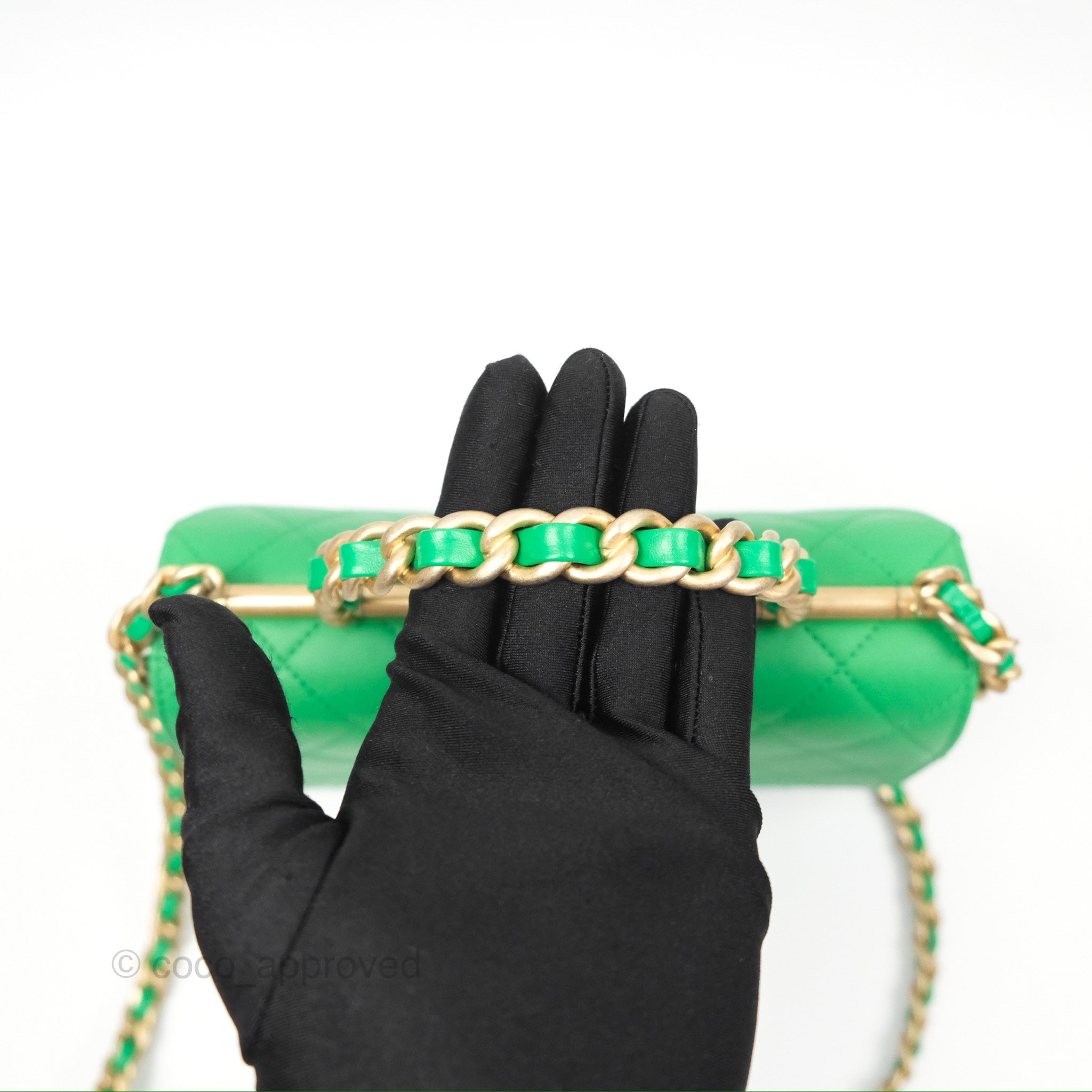 Chanel CC Quilted Flap Bag With Top Handle - Green Calfskin Leather Crossbody Bag with Gold Hardware | Luxury Designer Handbag for Women, Perfect for Date Night & Special Occasions