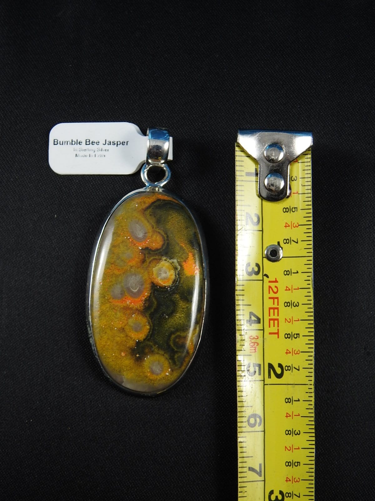 Bumblebee Jasper Sterling Silver Pendant Necklace - Natural Stone Jewelry for Women - Perfect for Everyday Wear & Spiritual Healing
