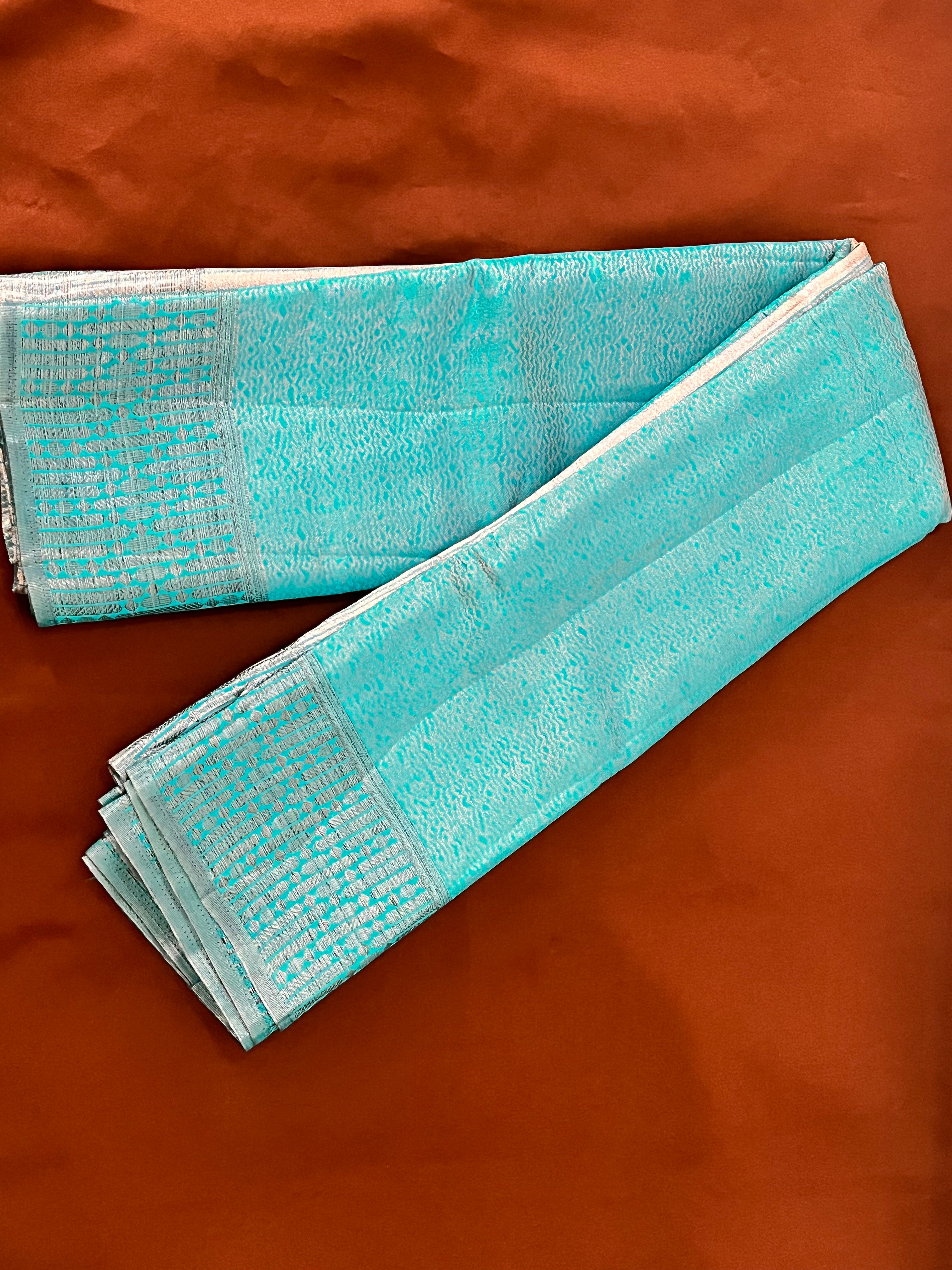 Elegant Teal Blue Silk Saree with Silver Zari Design & Embroidered Pallu - Perfect for Weddings, Parties & Special Occasions
