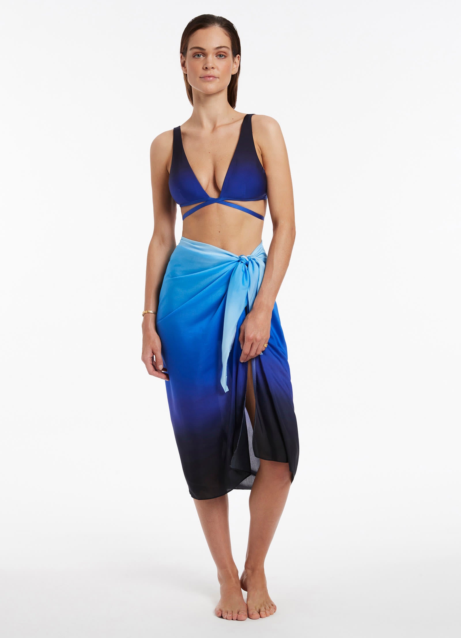 Oia Sunset Sarong - Lightweight Beach Wrap with Ocean Print - Perfect for Beach Vacations, Poolside Lounging & Summer Cover-Ups