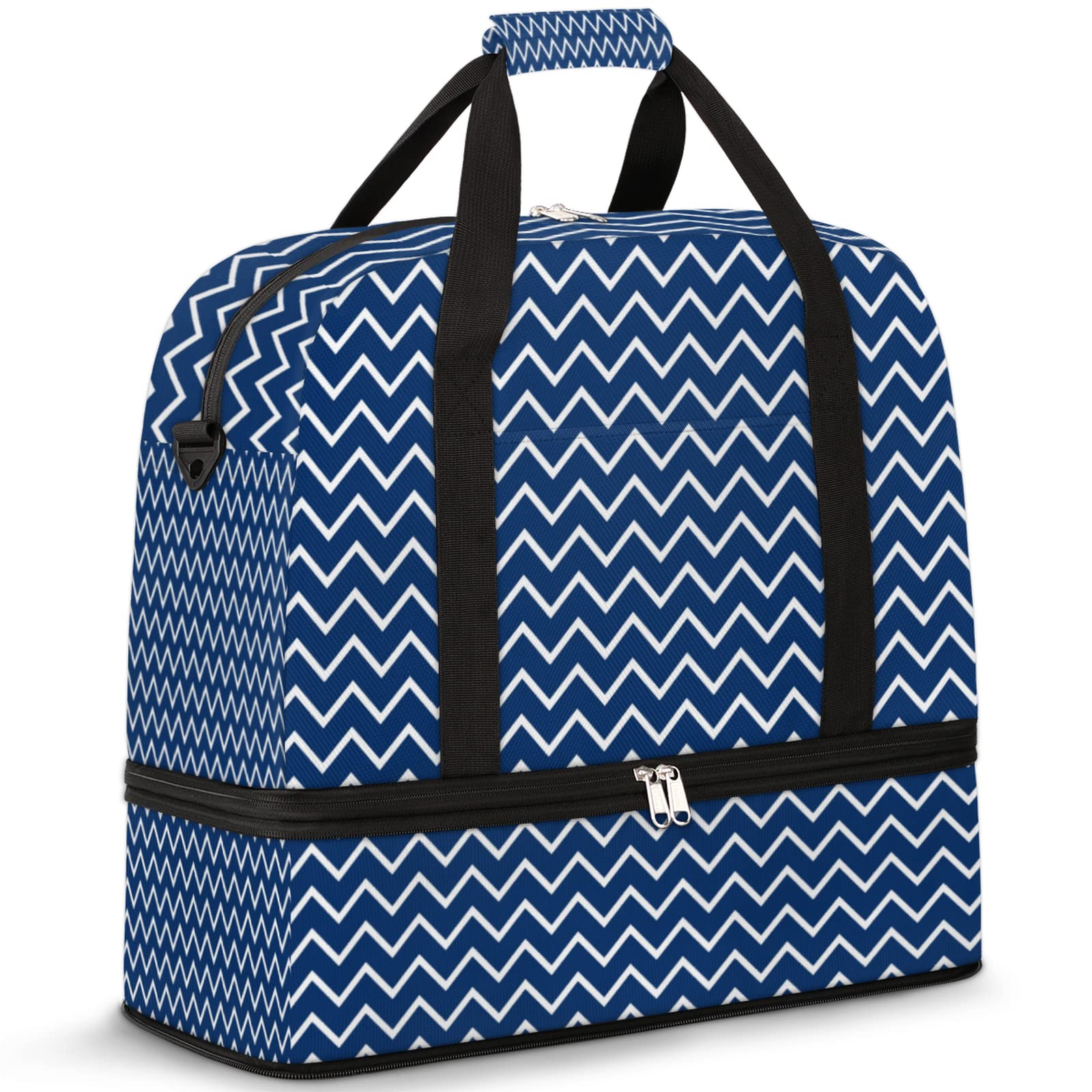 Waterproof Sports Gym Bag with Wet Pocket & Shoes Compartment - Large Chevron Travel Duffel Bag for Men & Women - Perfect for Workouts, Travel & Overnight Trips