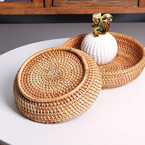 Handmade Natural Rattan Round Storage Basket - Eco-Friendly Woven Fruit Bowl & Bread Basket for Kitchen, Dining, Picnic, and Home Decor