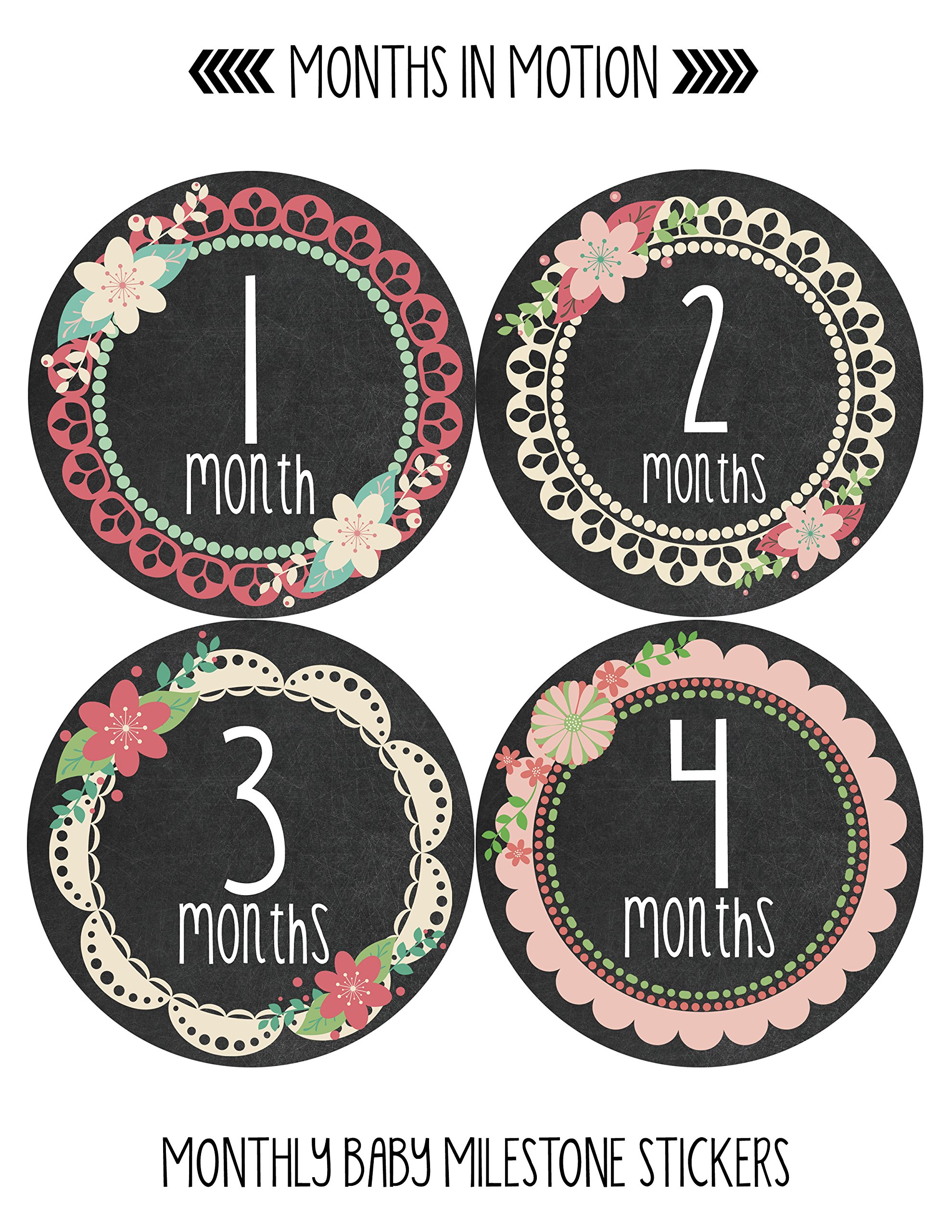 Baby Monthly Milestone Stickers for Newborn Girls - Adhesive Photo Props for 1-12 Month Milestones - Perfect for Baby Photo Shoots, Scrapbooking & Memory Keepsakes