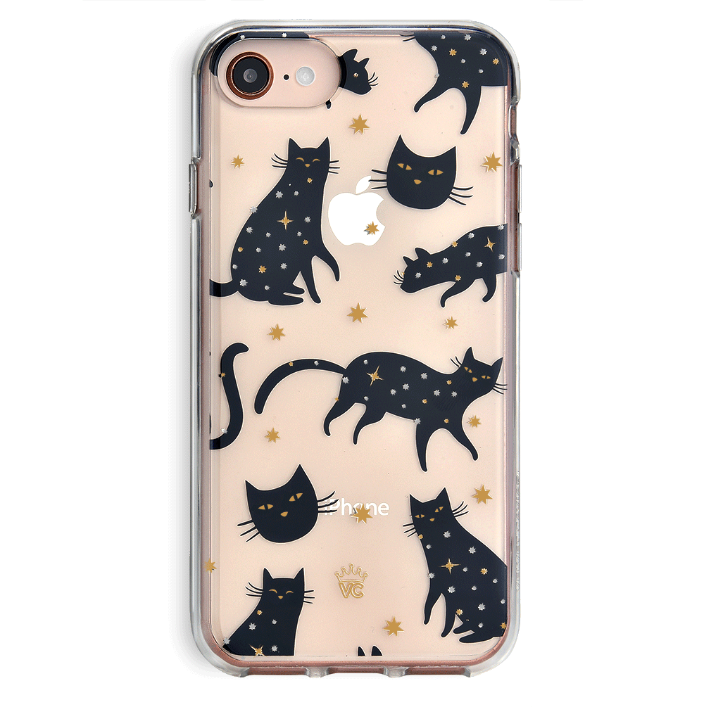 Black Cat Clear iPhone Case - Slim Protective Cover for iPhone 13/14/15 - Cute Feline Design for Cat Lovers - Perfect for Daily Use & Gift Giving